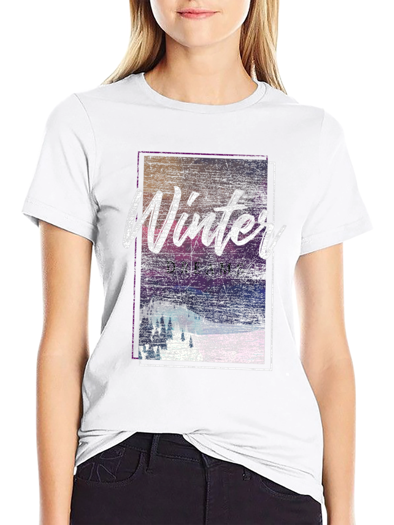 Black Winter Dreams Graphic Tee - Soft Cotton Blend view 9