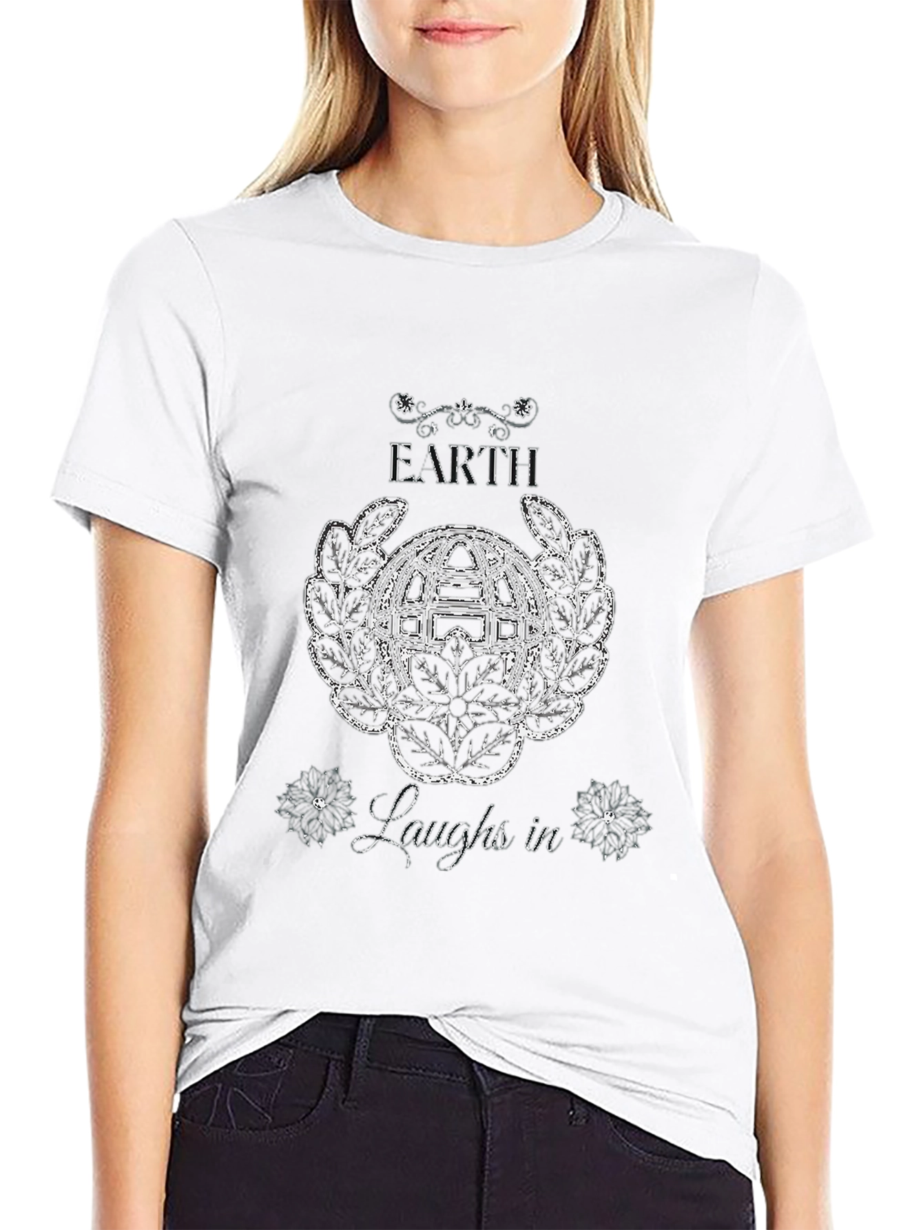 Black Earth Laughs In T-Shirt - Unique Graphic Tee view 9