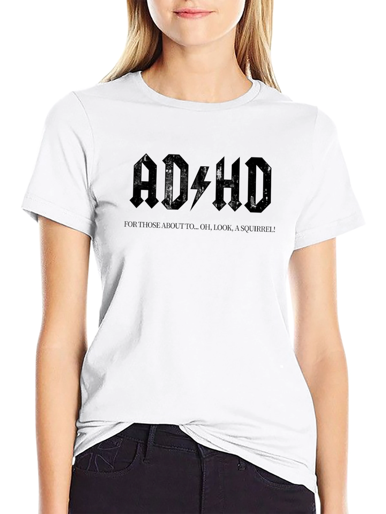 Black ADHD T-Shirt: Funny Squirrel Distraction Design view 9