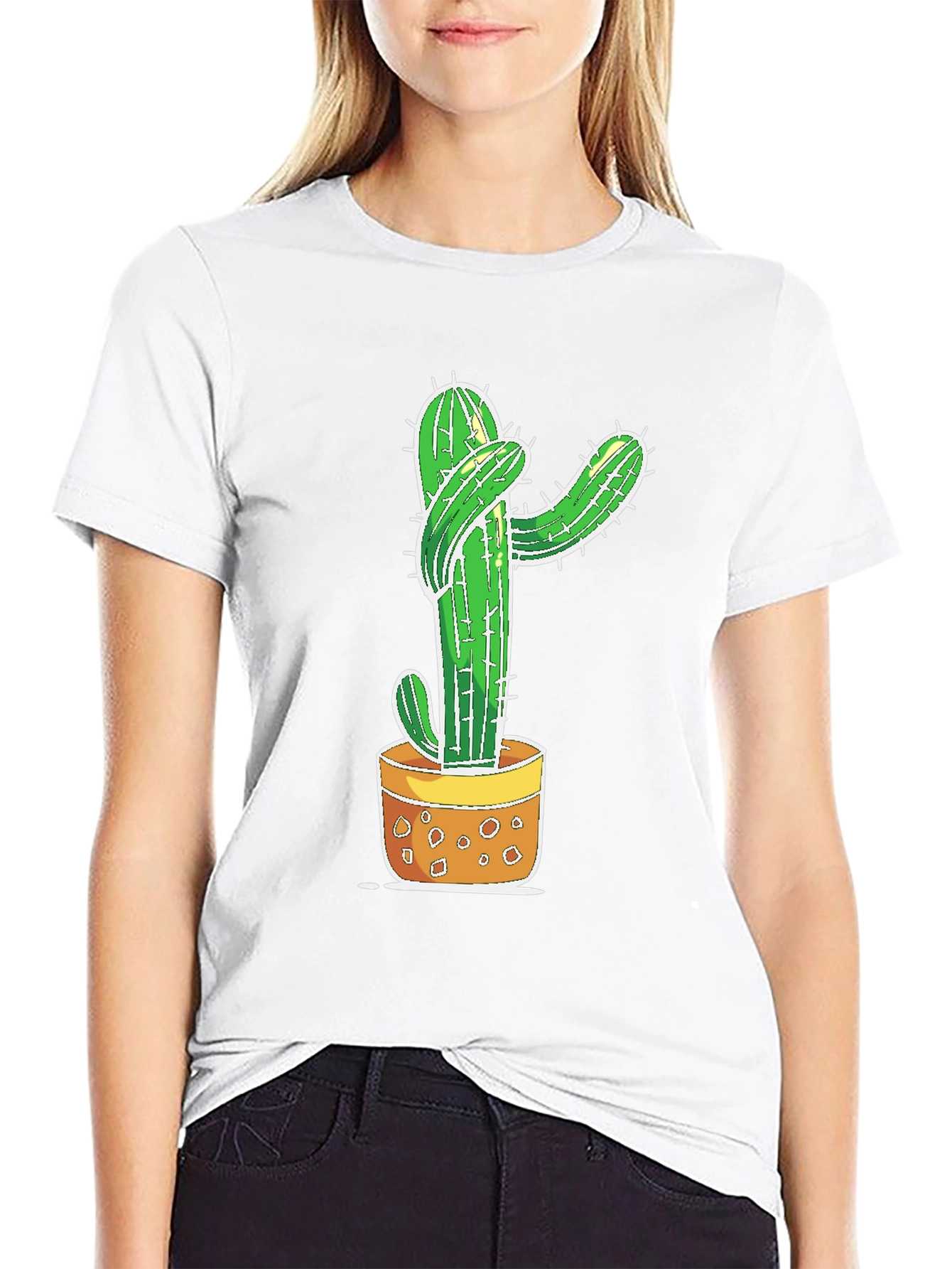 Black Cactus Hug Graphic T-Shirt - Unisex view 9