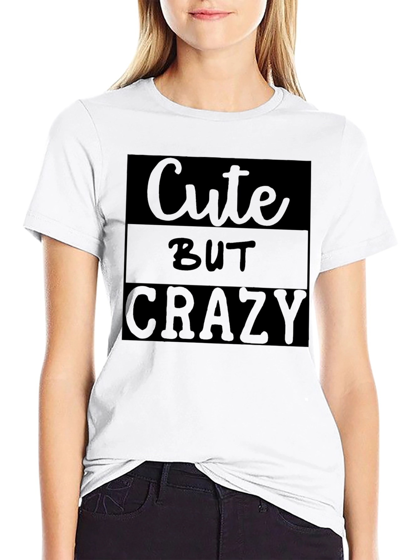 Black Cute But Crazy Graphic Tee - Black Unisex Shirt view 9