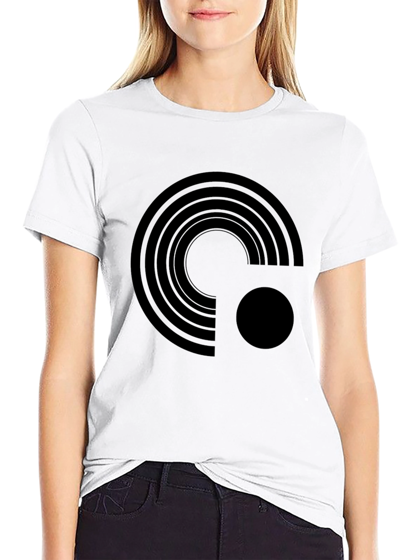 Black Modern Graphic Tee - Black Minimalist Design view 9