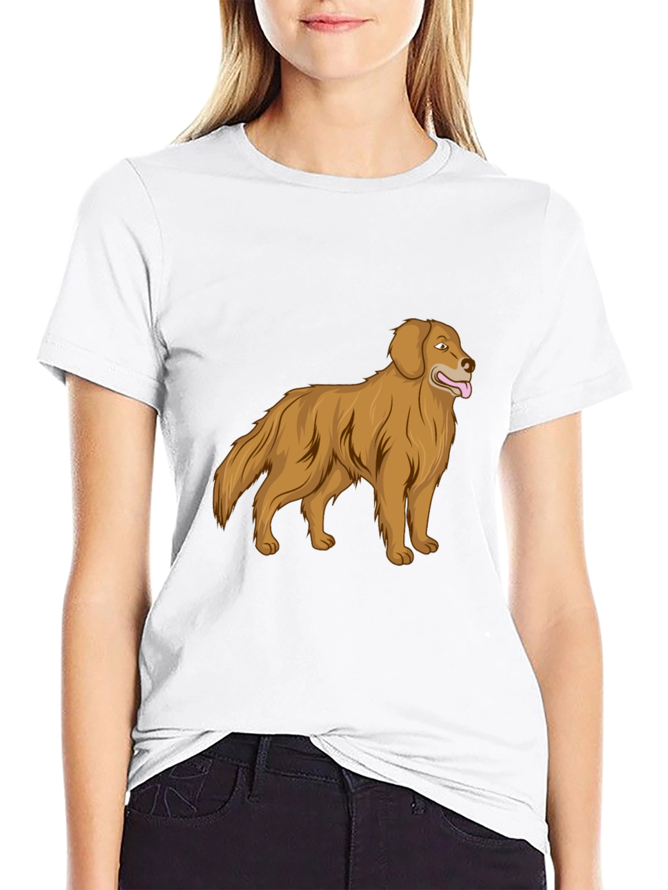Black Golden Retriever Graphic Print T-Shirt view 9