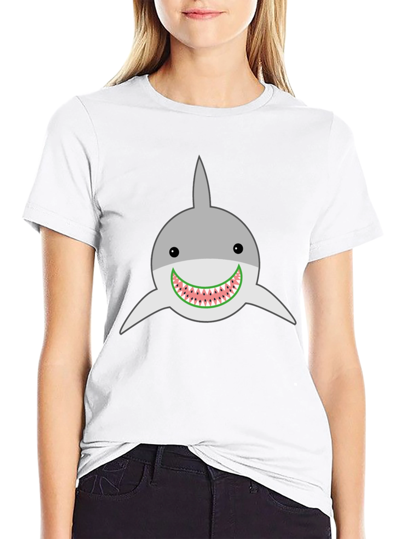 Black Shark Watermelon Funny Graphic Tee view 9