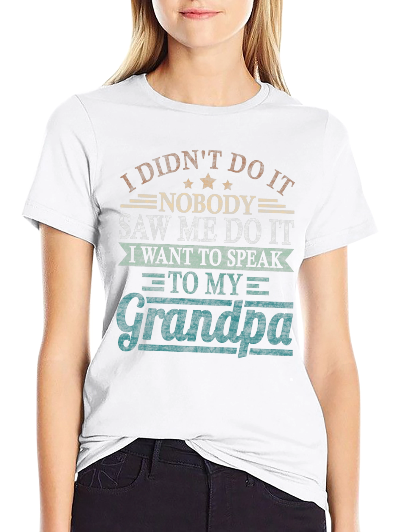 Black I Didn't Do It Grandpa T-Shirt view 9