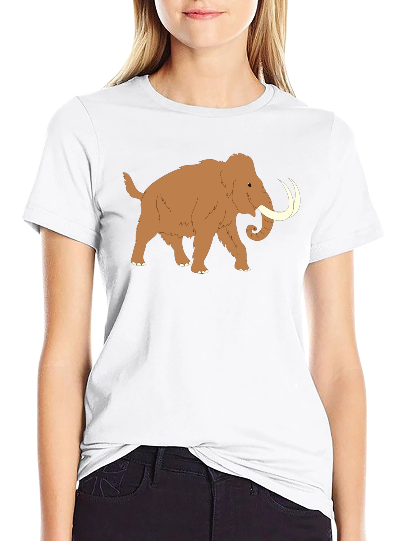 Black Woolly Mammoth Graphic Tee - Black Cotton T-Shirt view 9