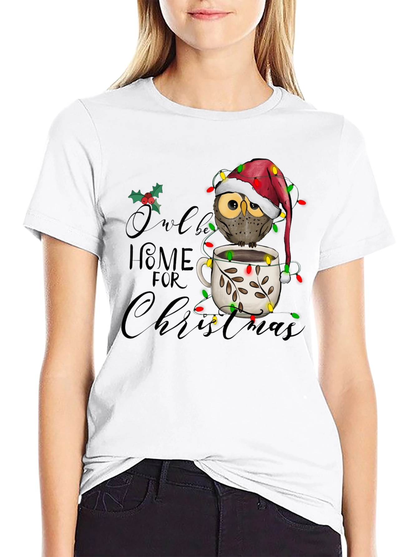 Black Owl Be Home for Christmas Graphic Tee view 9
