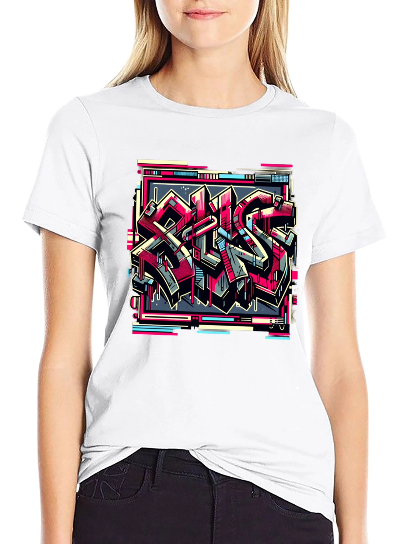 Black Urban Graffiti Graphic Tee - Street Style Black T-Shirt view 9