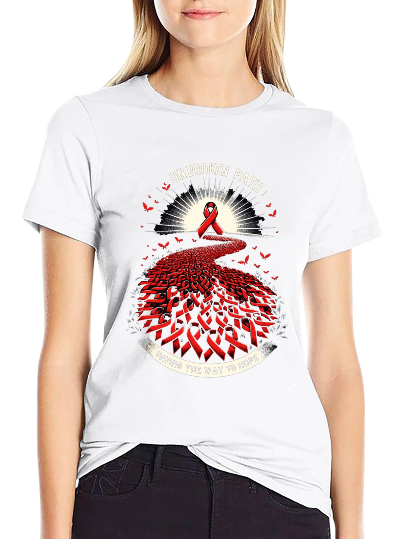 Black Unbroken Path Awareness T-Shirt view 9