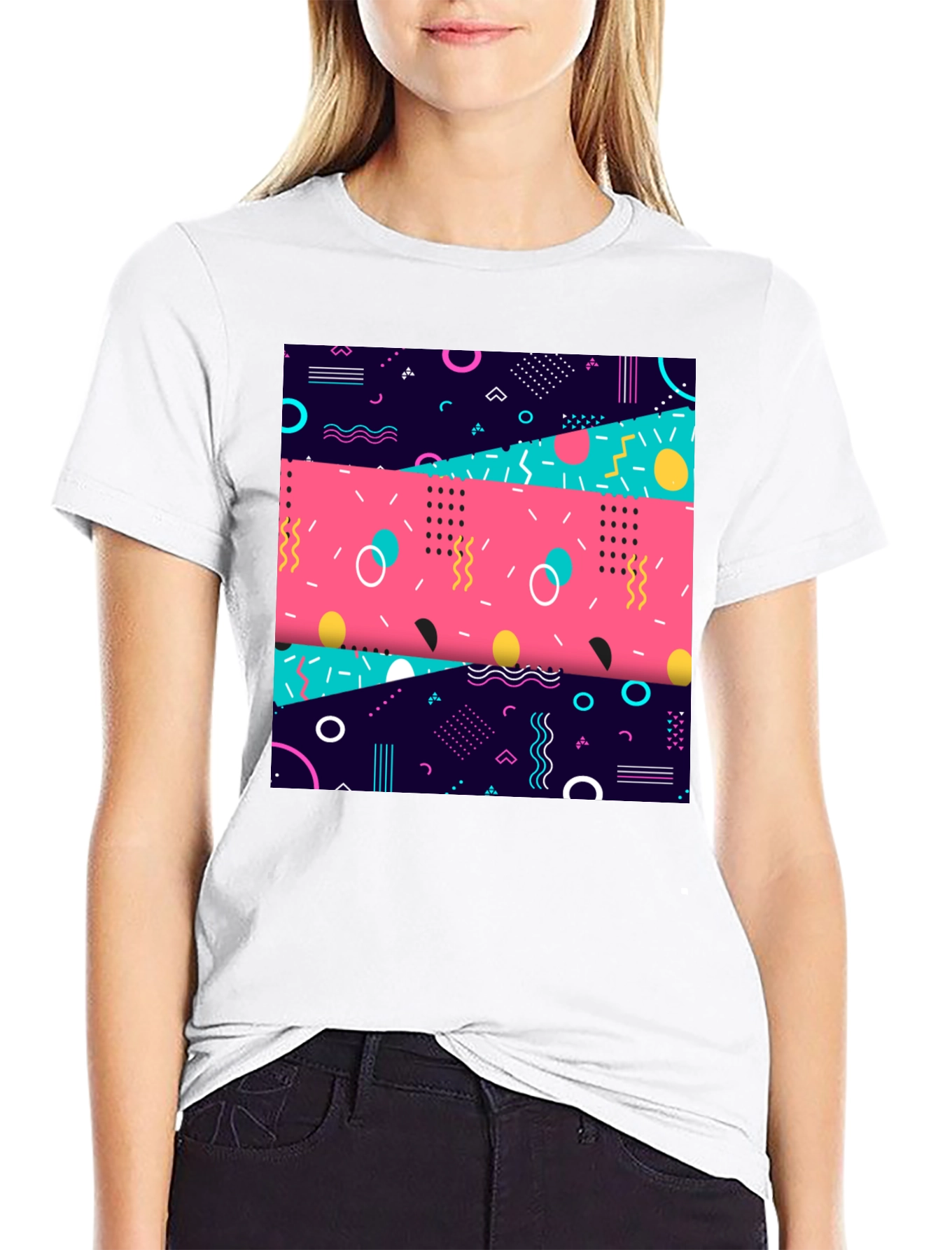 Retro 90s Graphic Tee - Geometric Pattern Shirt - 9