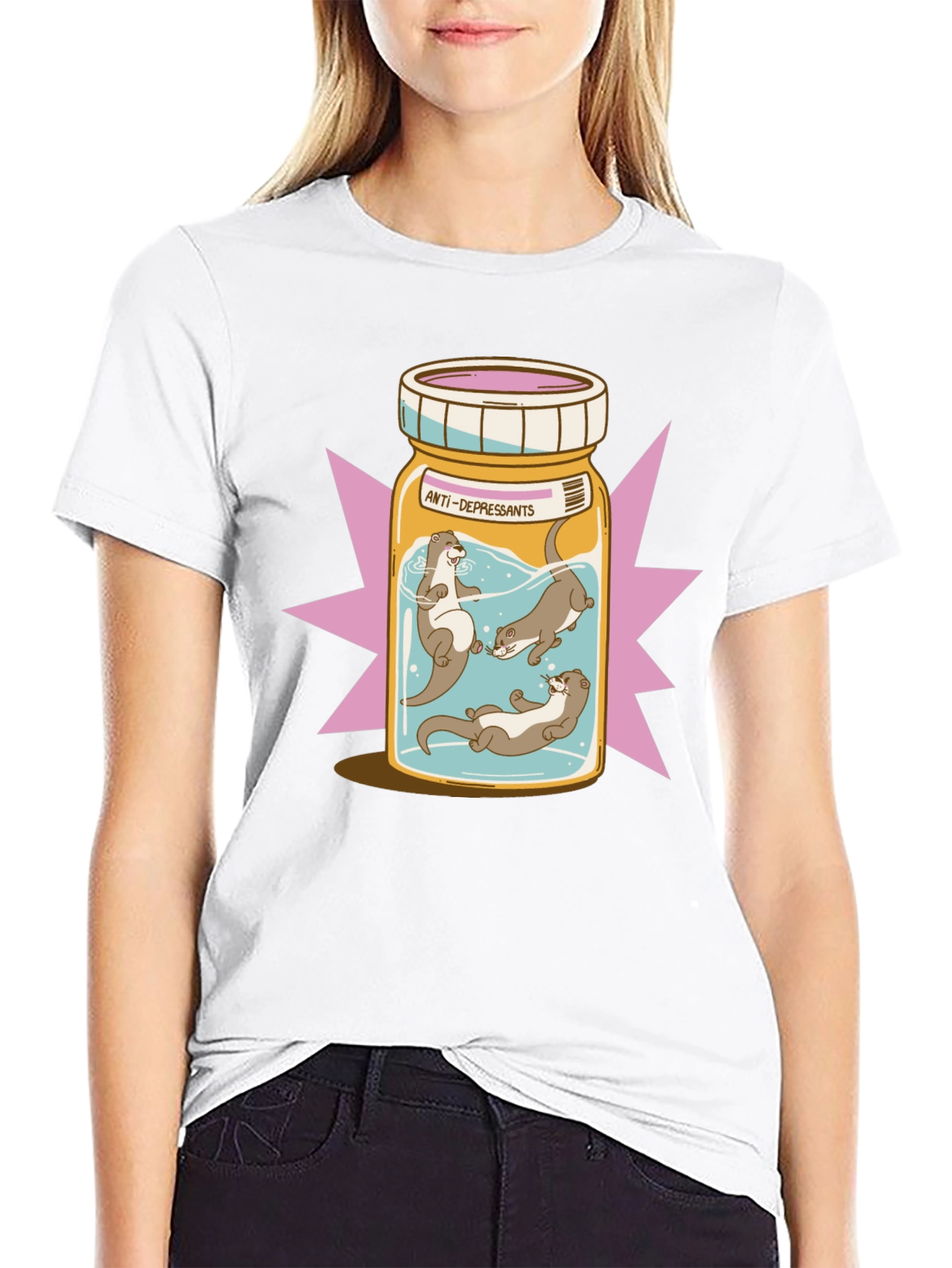 Black Otter Antidepressant T-Shirt - Playful Graphic Tee view 9