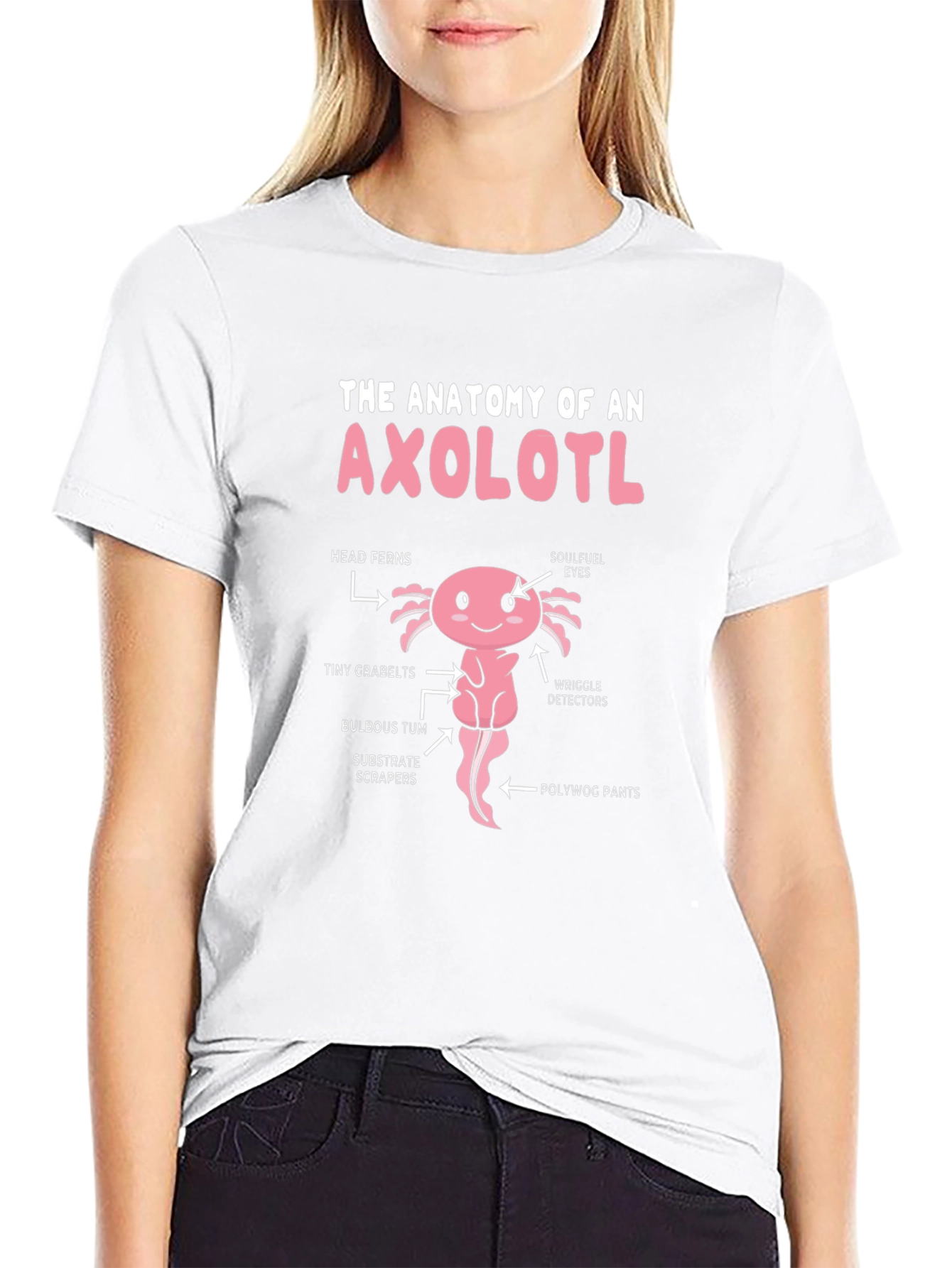 Black Anatomy of an Axolotl Funny T-Shirt view 9
