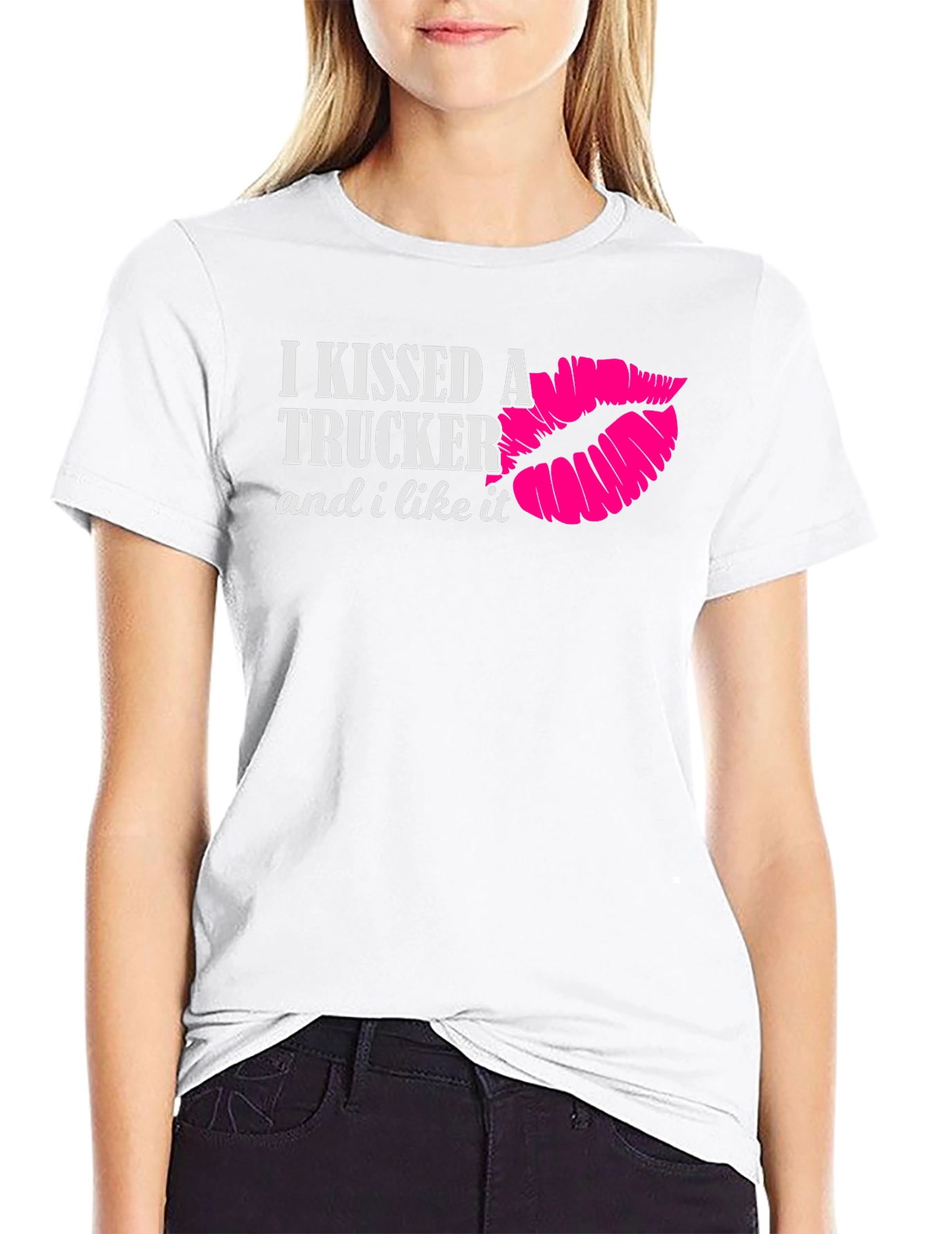 Black I Kissed a Trucker T-Shirt view 9