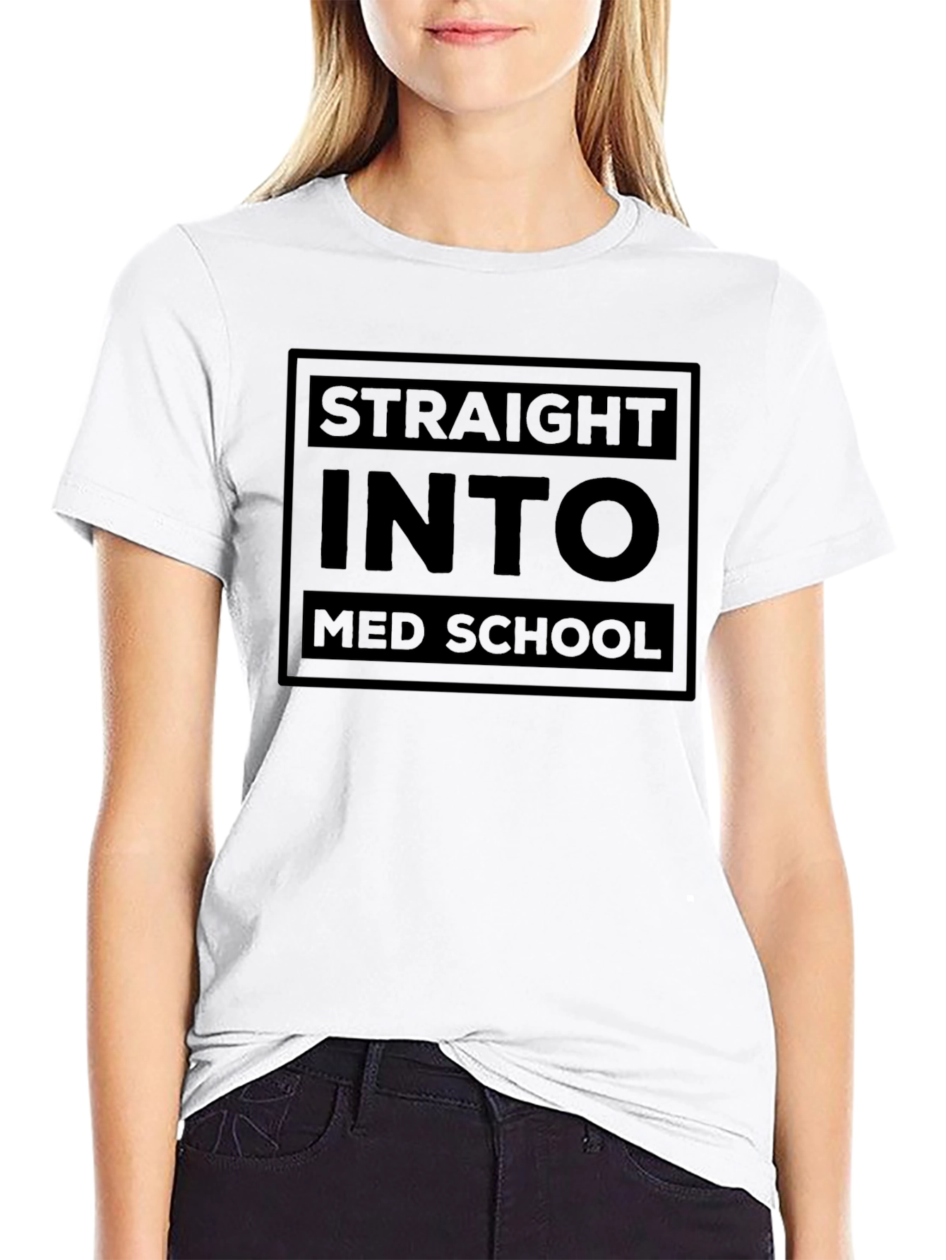 Black Straight Into Med School Black T-Shirt view 9