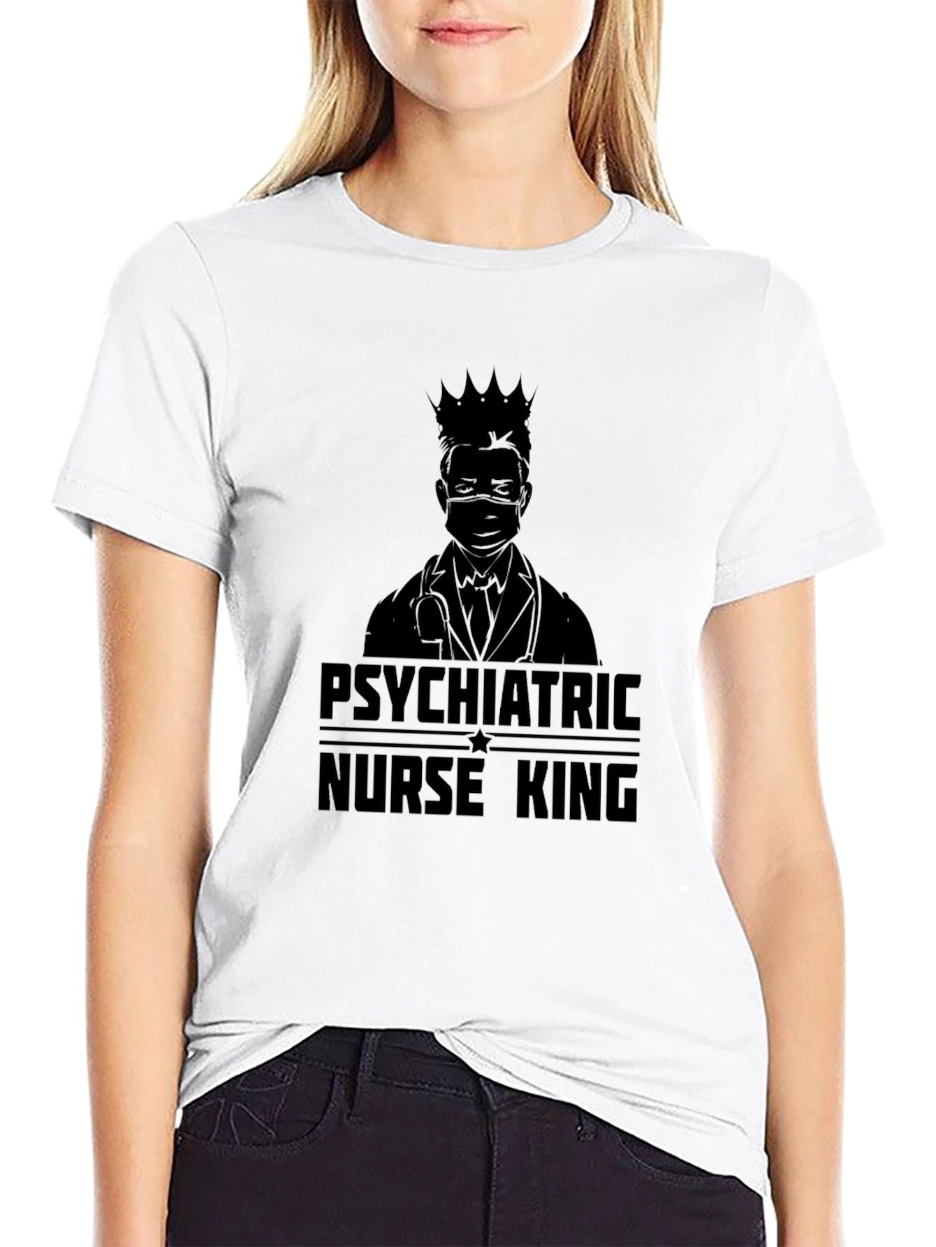 Black Psychiatric Nurse King T-Shirt view 9