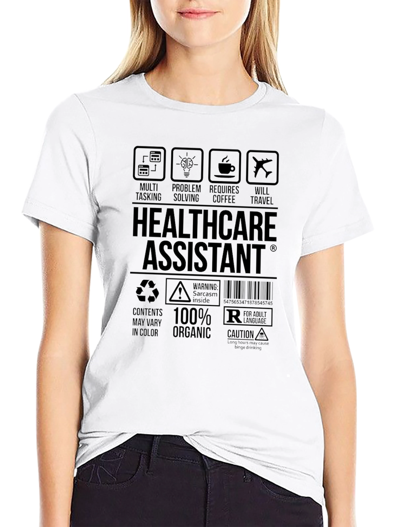 Black Healthcare Assistant Humor T-Shirt view 9