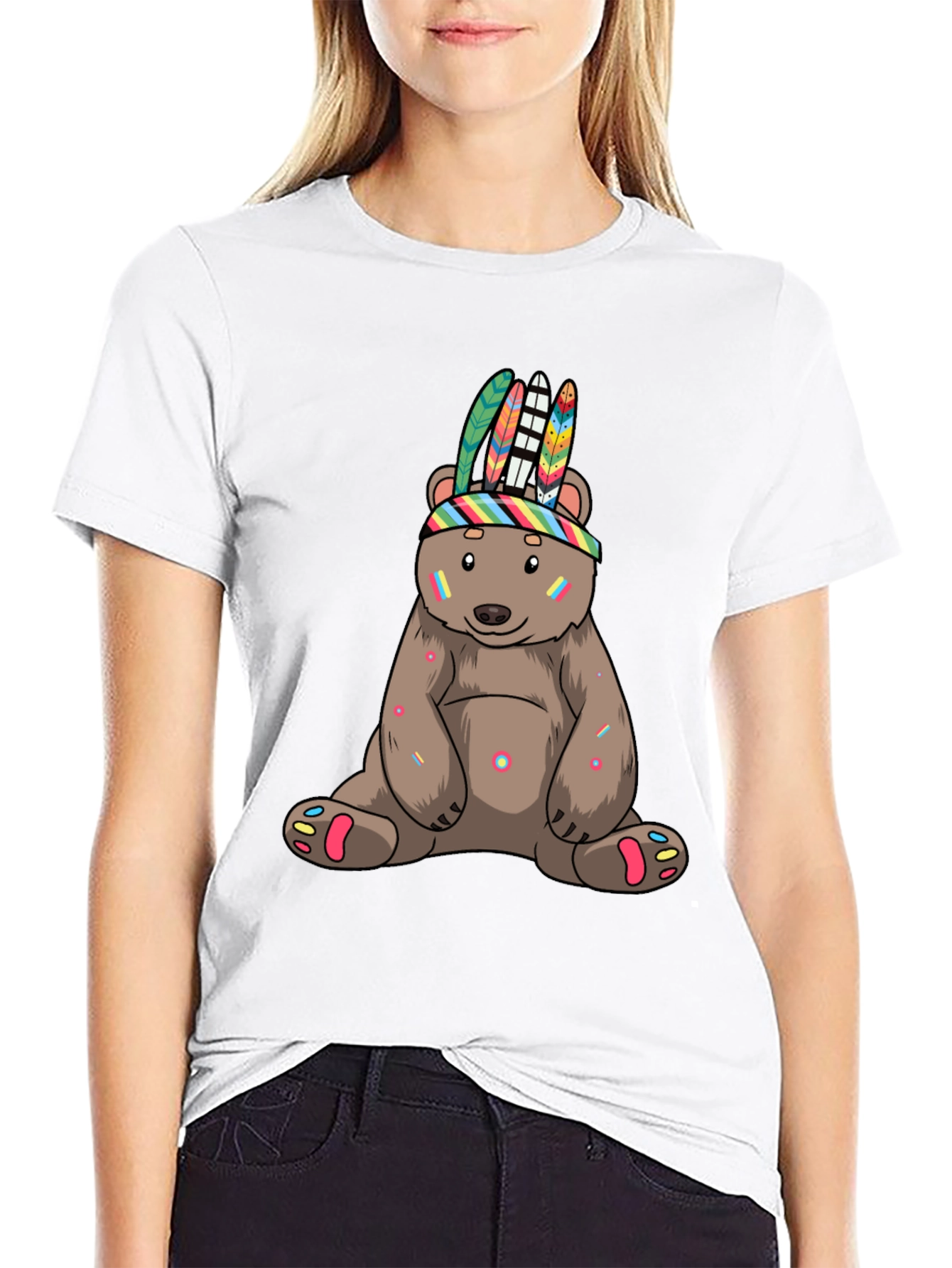 Black Cool Bear T-Shirt - Fun, Colorful Design view 9