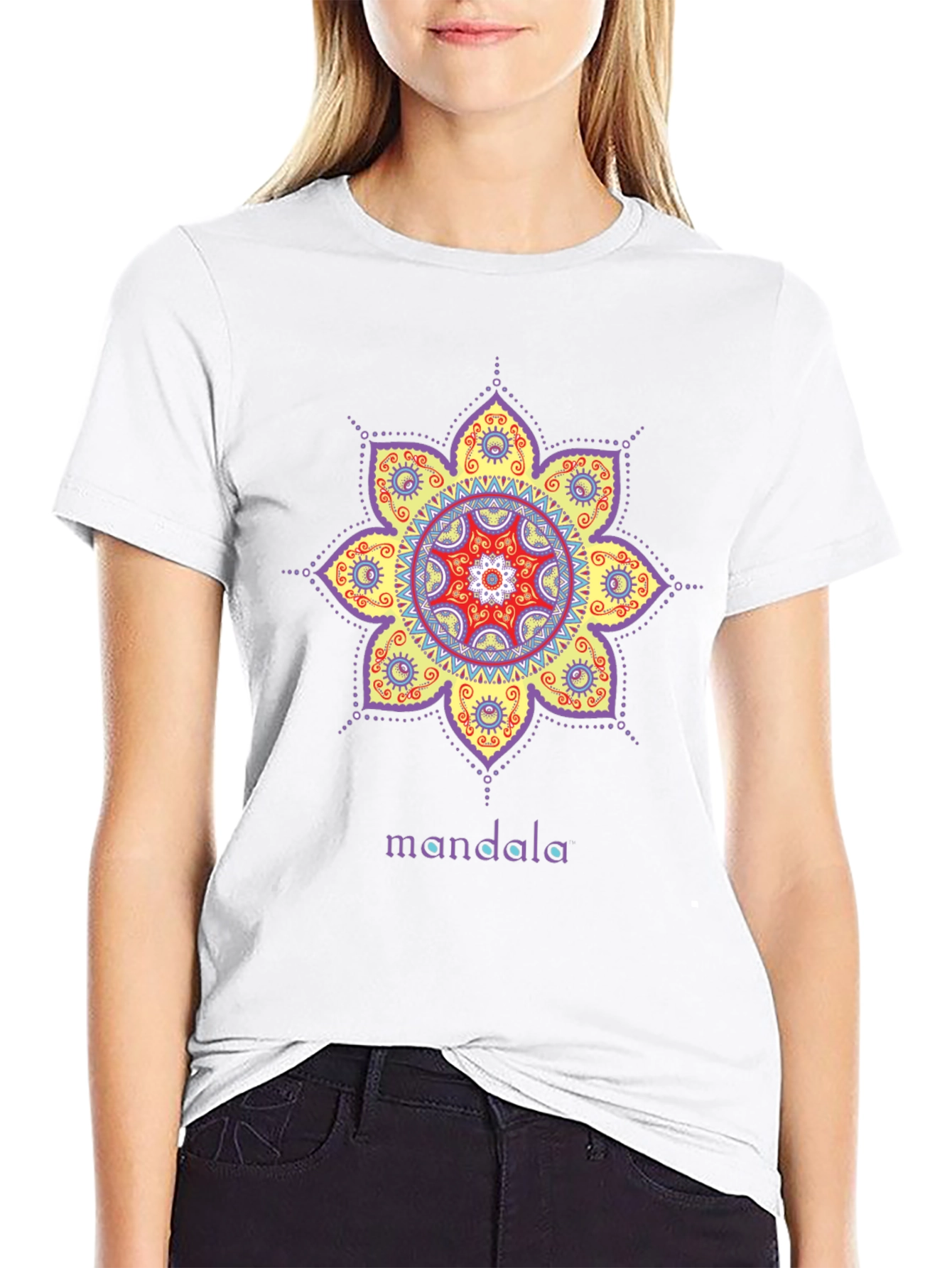 Black Mandala Print Black T-Shirt view 9