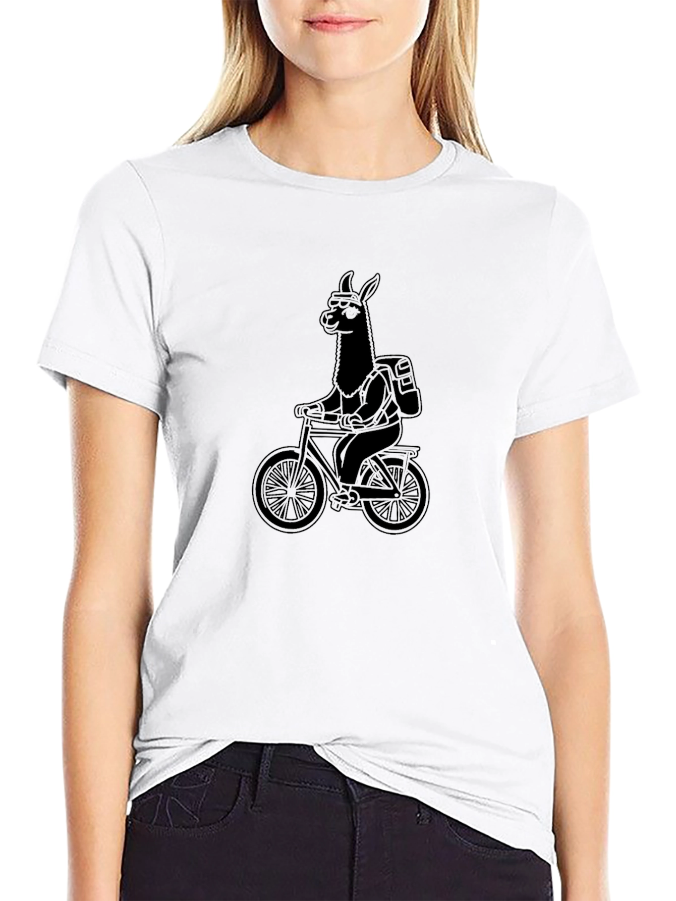 Black Llama Biker Graphic Tee - Black T-Shirt view 9