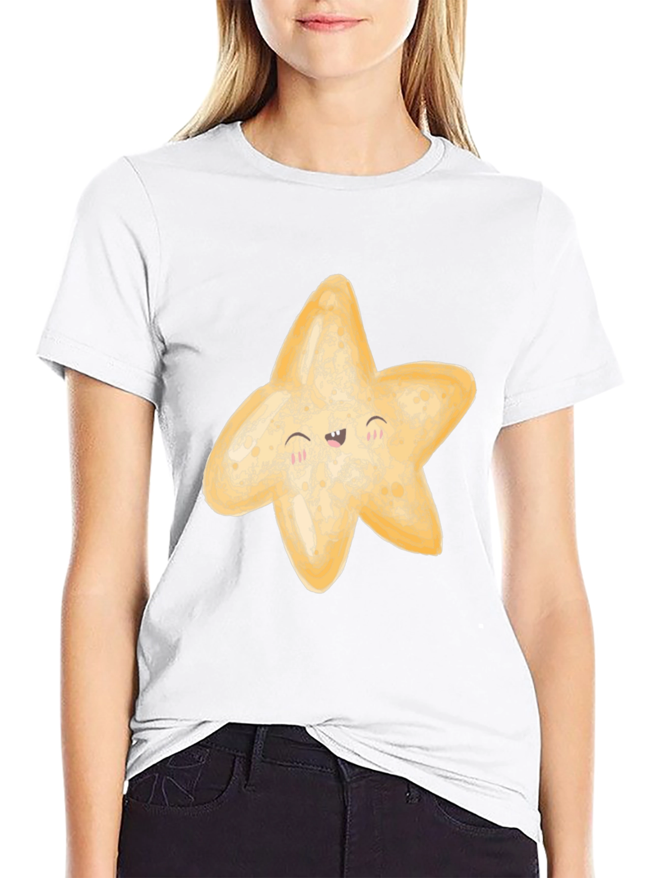 Black Cute Starfish Graphic Black T-Shirt view 9