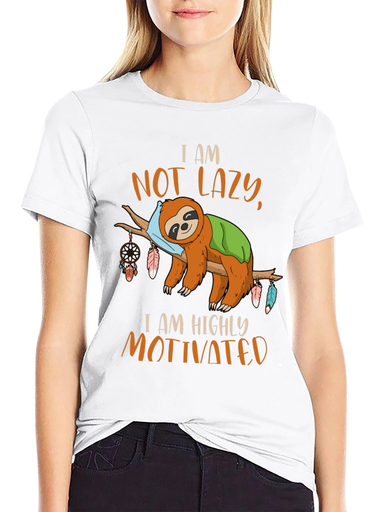Black I Am Not Lazy Sloth Graphic Tee view 9