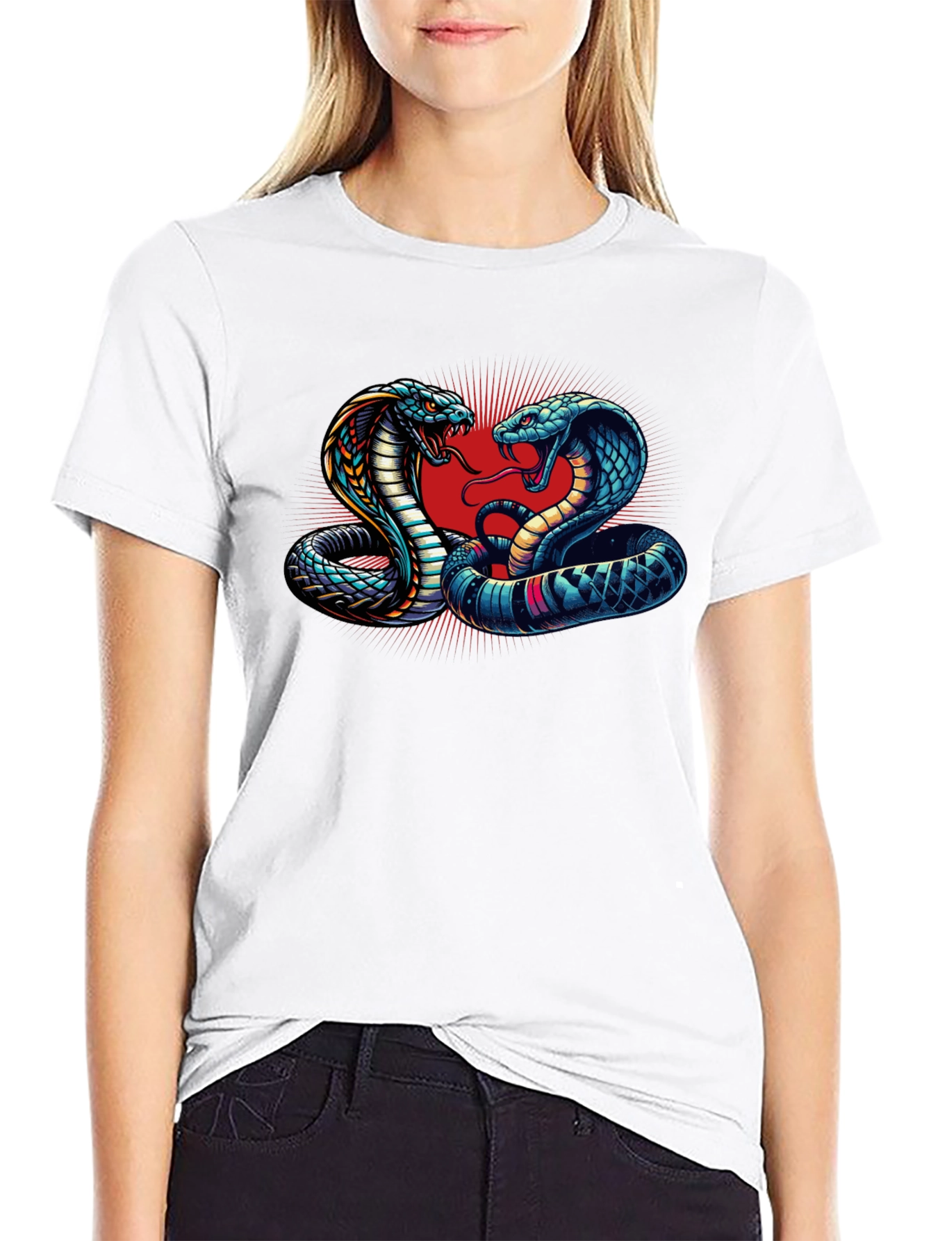 Black Cobra Clash Graphic Tee - Bold Snake Design view 9