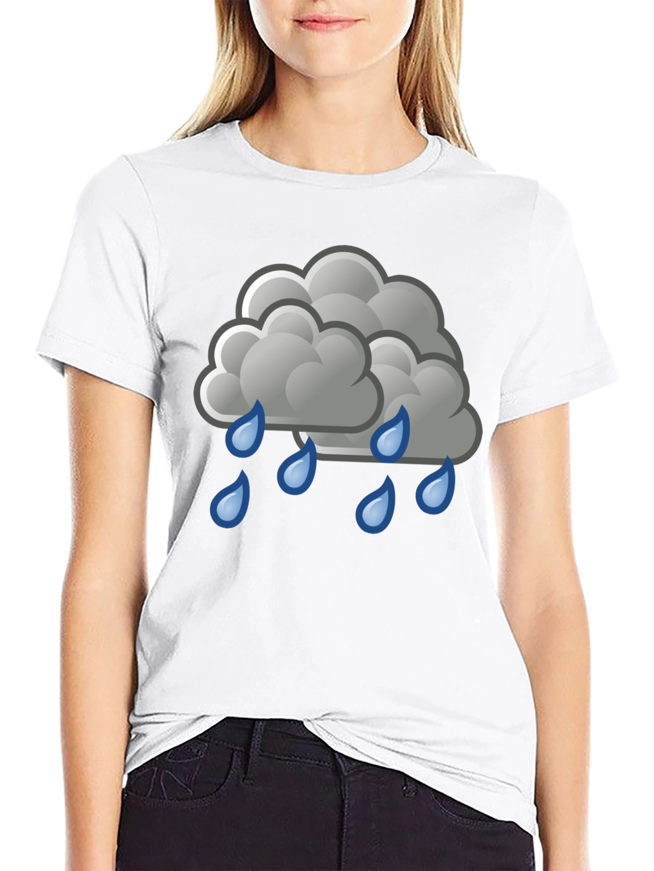 Black Rain Cloud Graphic Tee - Black Cotton Shirt view 9