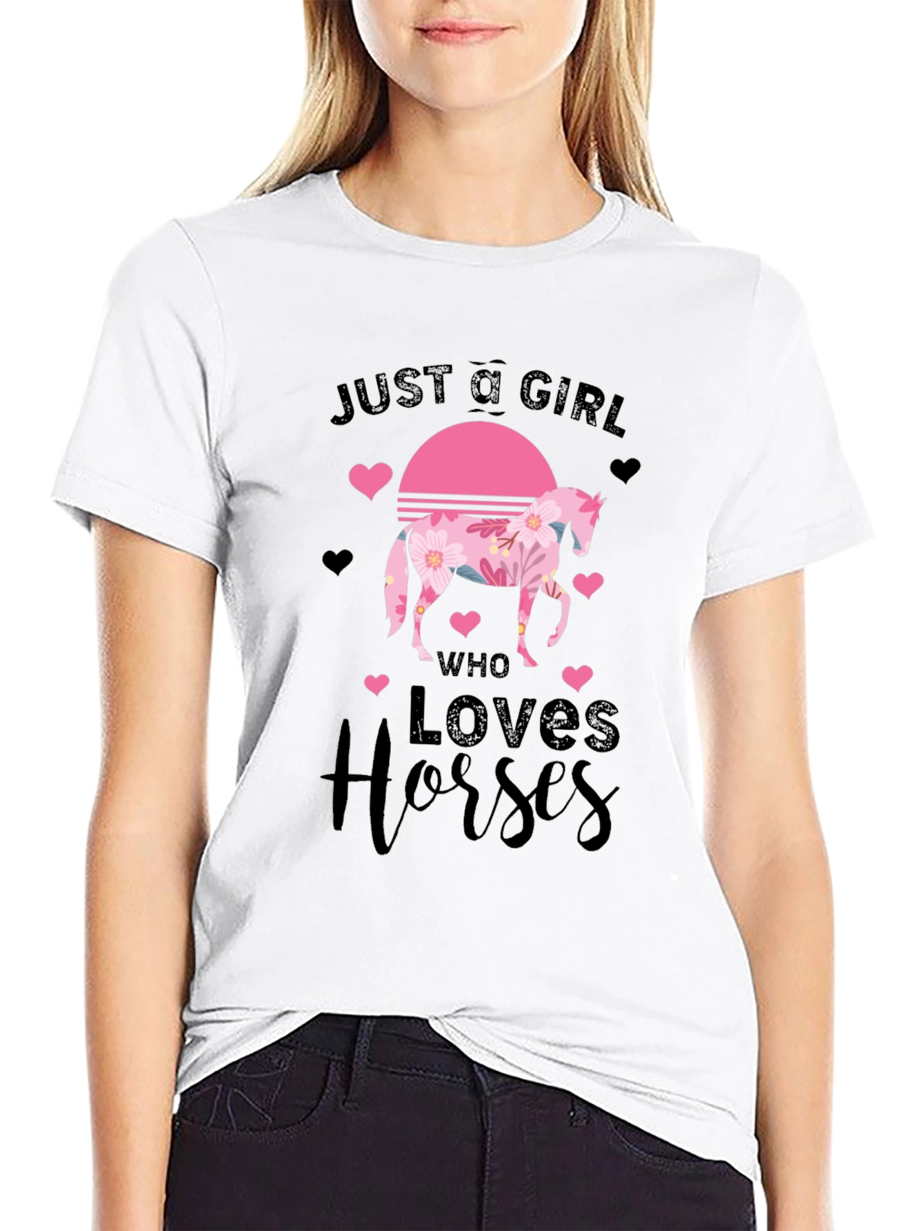 Black Just a Girl Who Loves Horses T-Shirt view 9