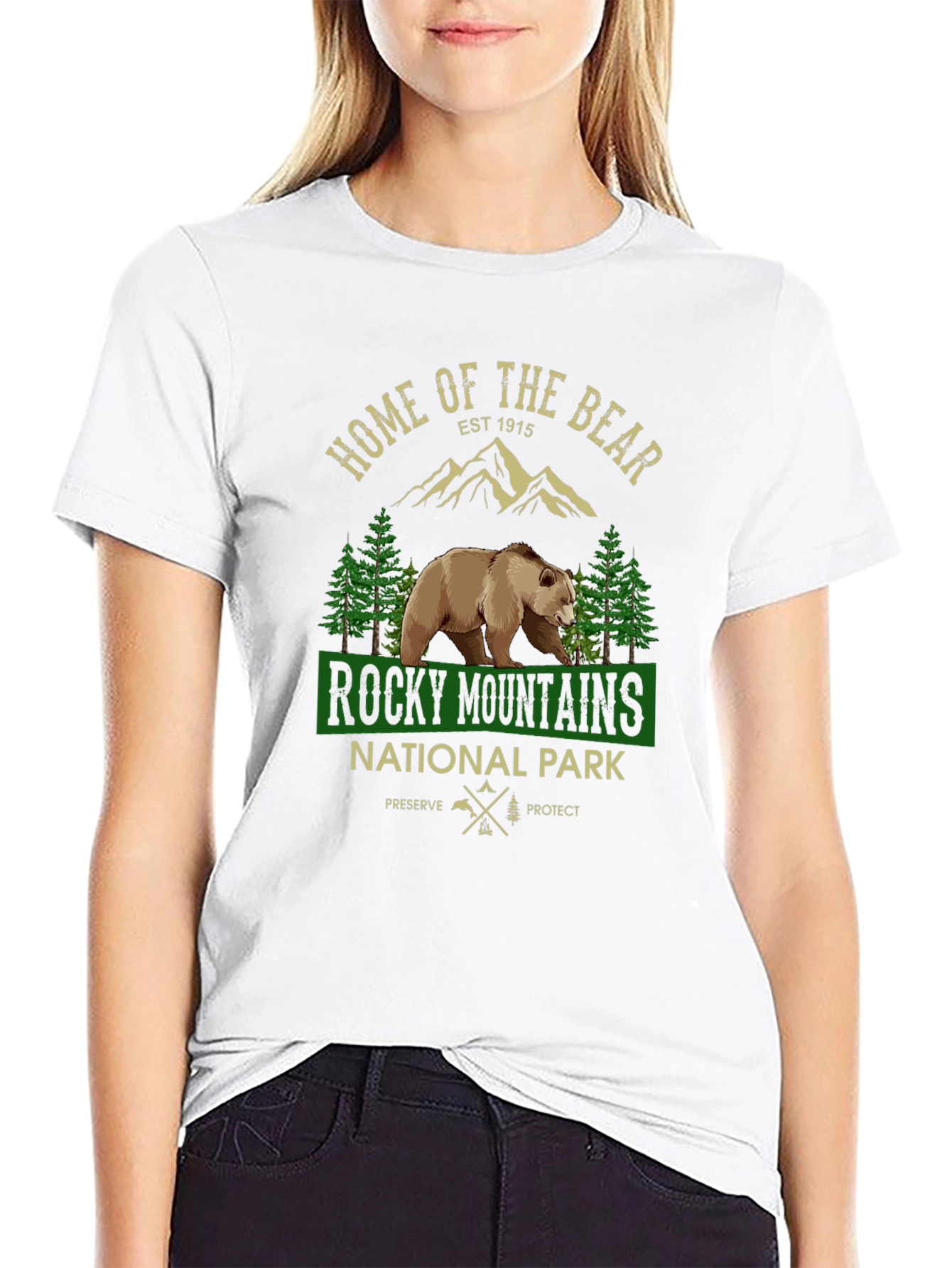 Black Rocky Mountains National Park Bear Graphic T-Shirt view 9