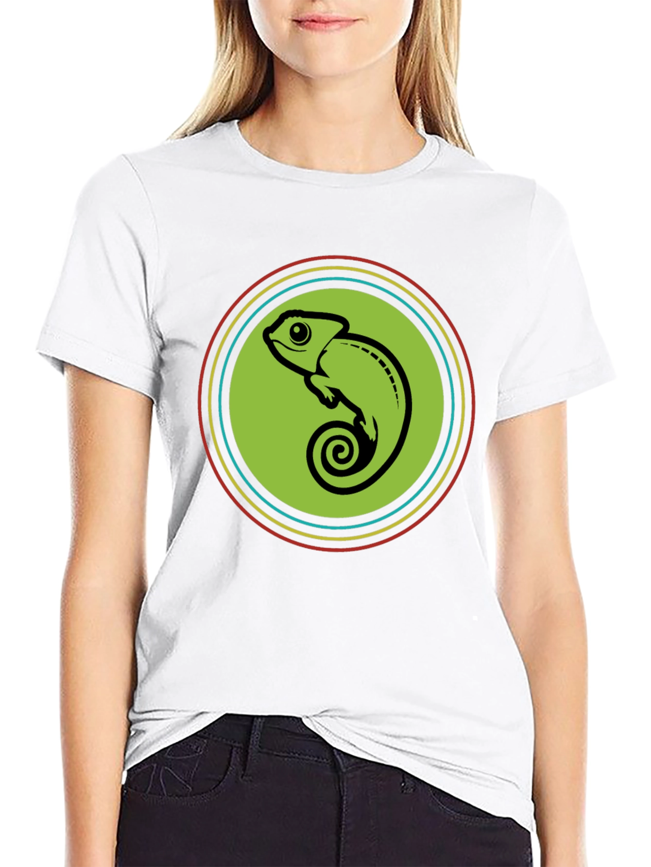 Black Chameleon Circle Graphic Tee - Cool & Comfy view 9
