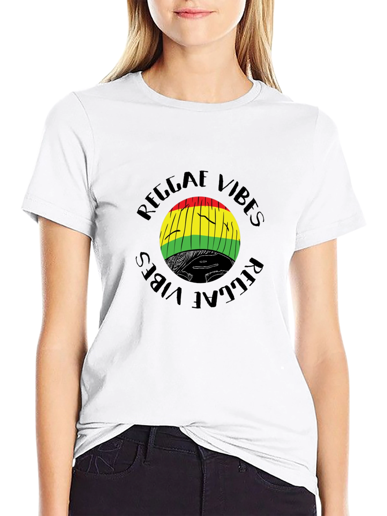 Black Reggae Vibes Graphic T-Shirt - Black view 9