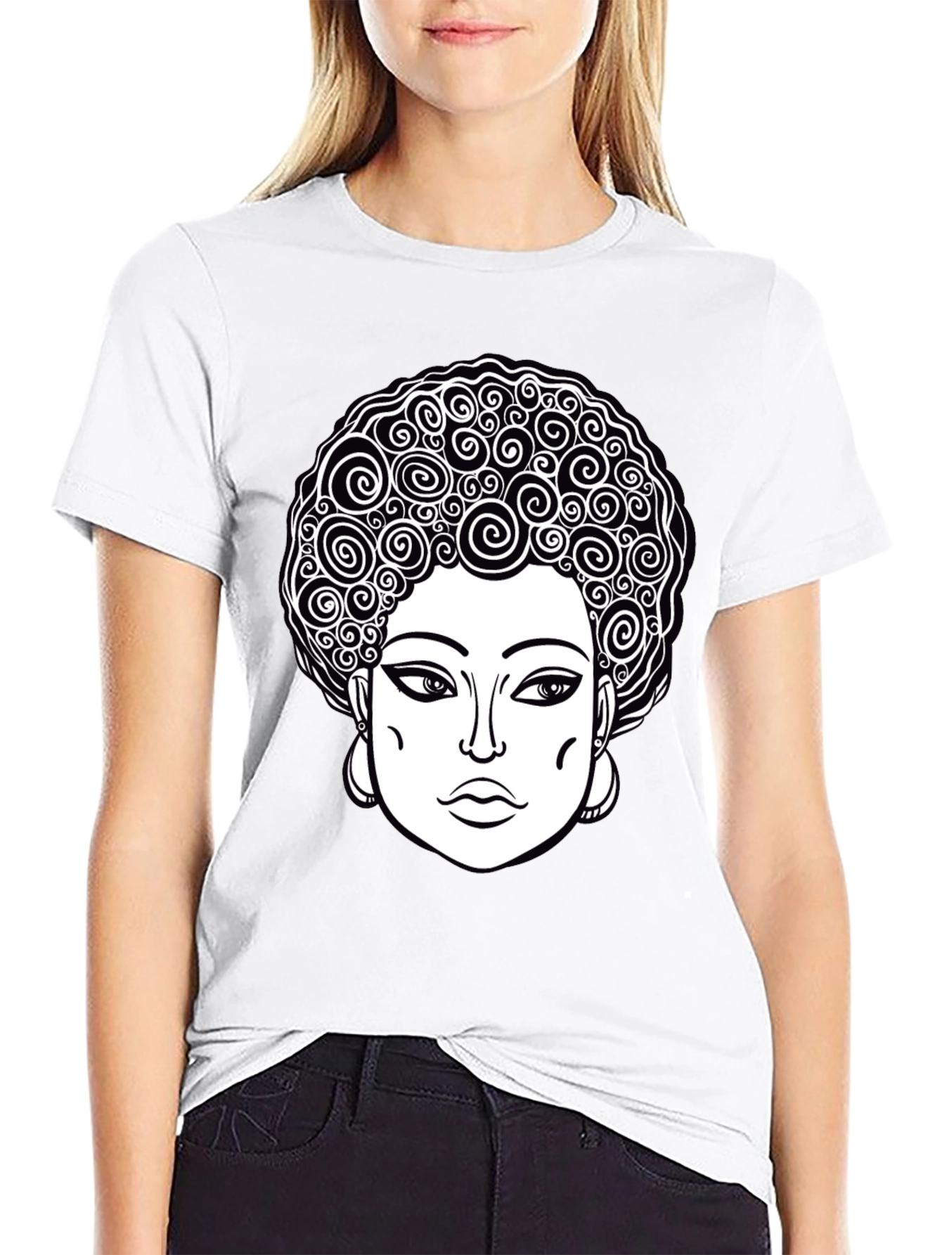 Black Afro Queen Graphic Tee - Black Unisex T-Shirt view 9