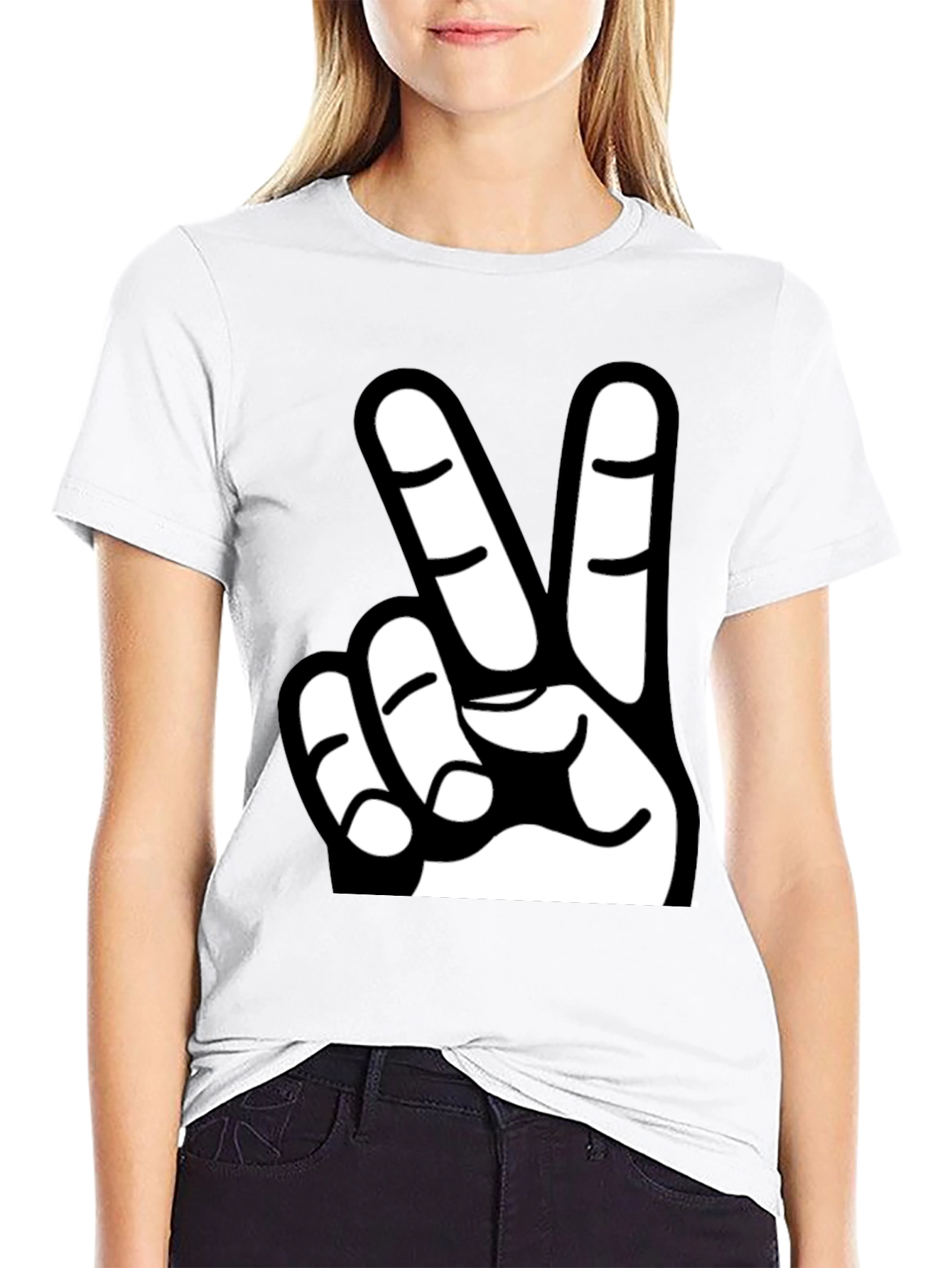 Black Peace Sign Graphic Tee - Classic Black T-Shirt view 9