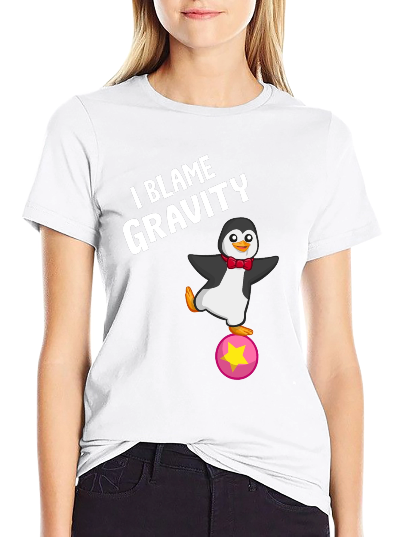 Black I Blame Gravity Penguin T-Shirt view 9