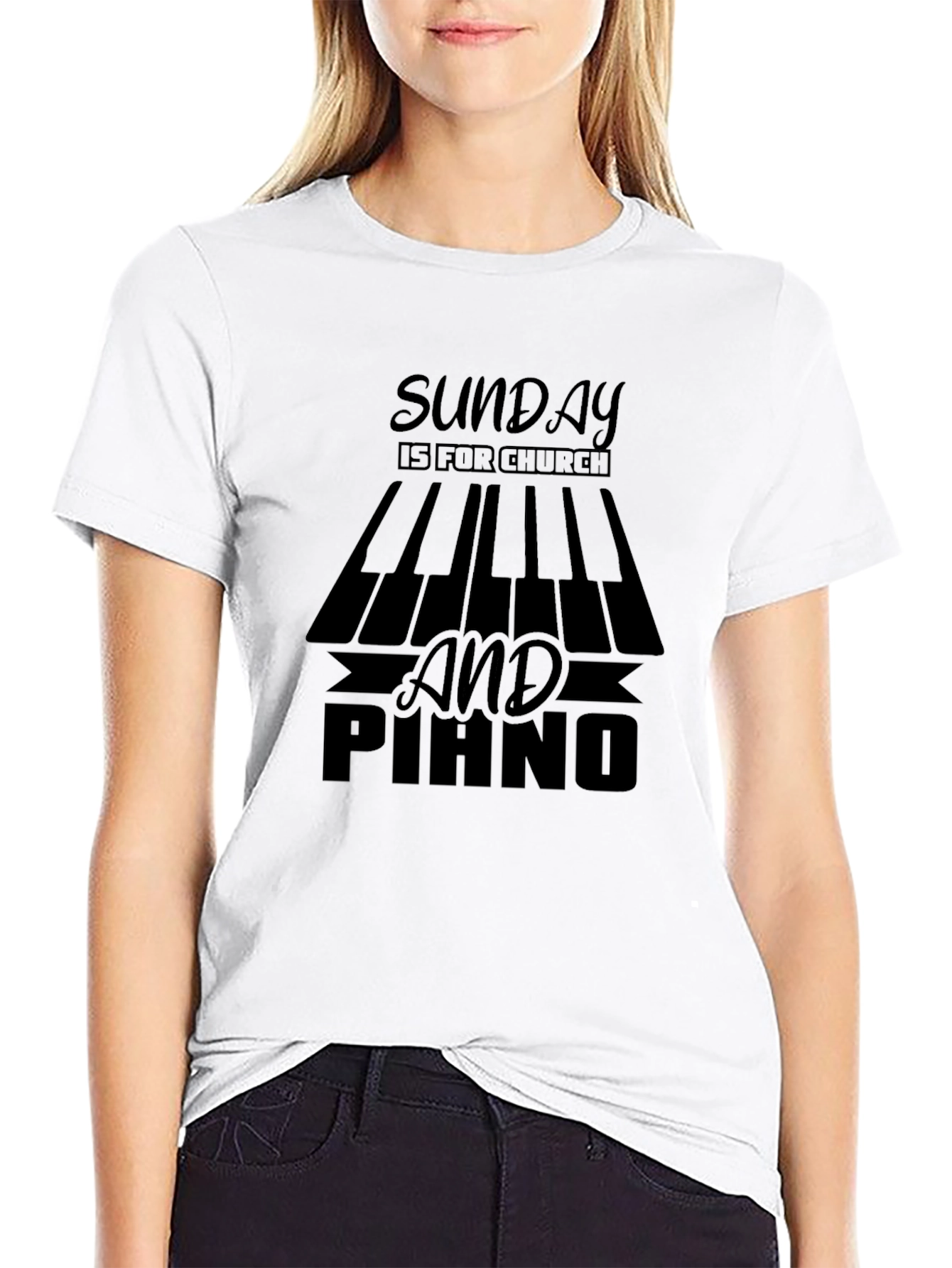 Black Sunday Church Piano Graphic T-Shirt view 9
