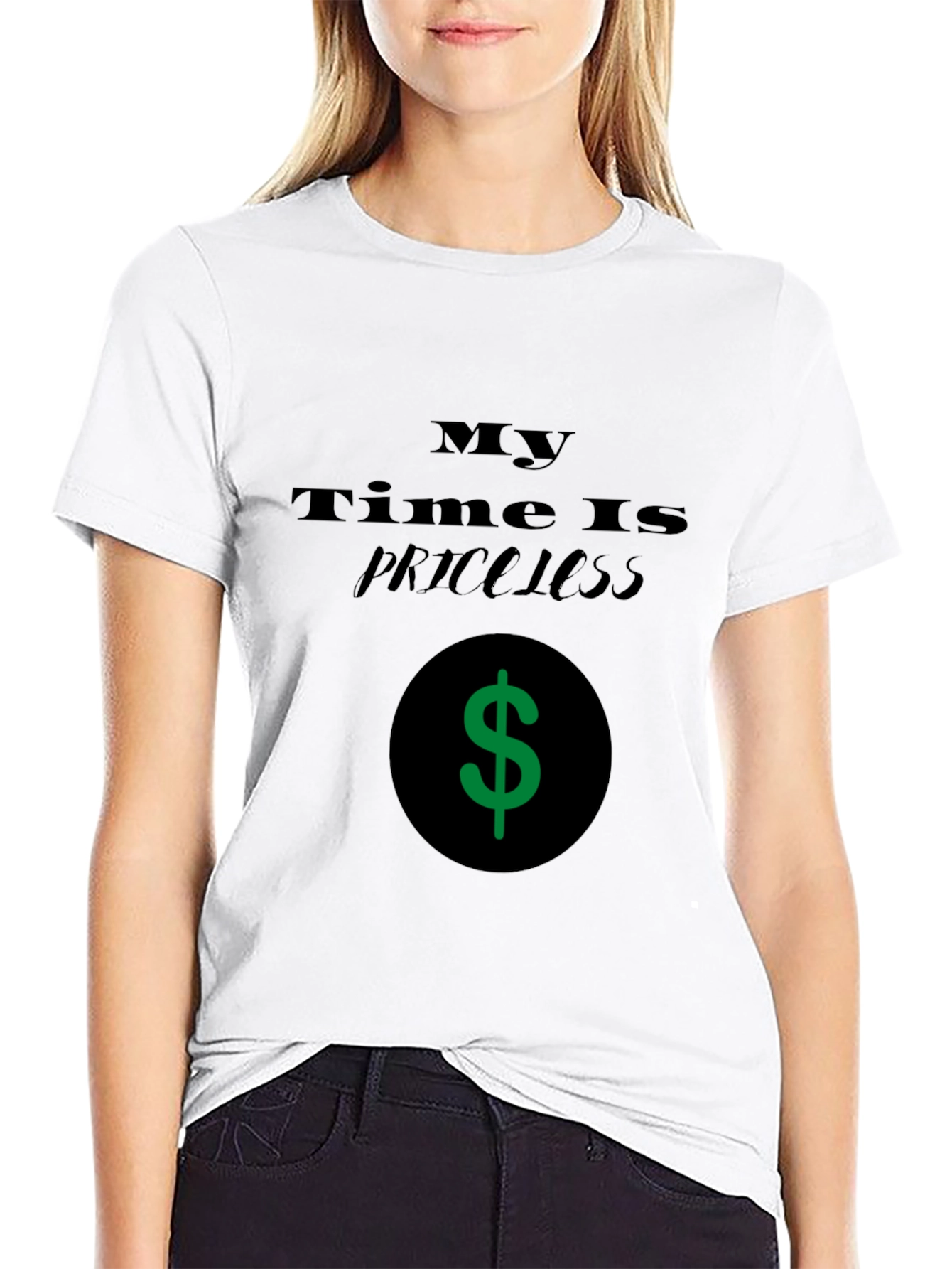 Black Priceless Time Black Graphic T-Shirt view 9