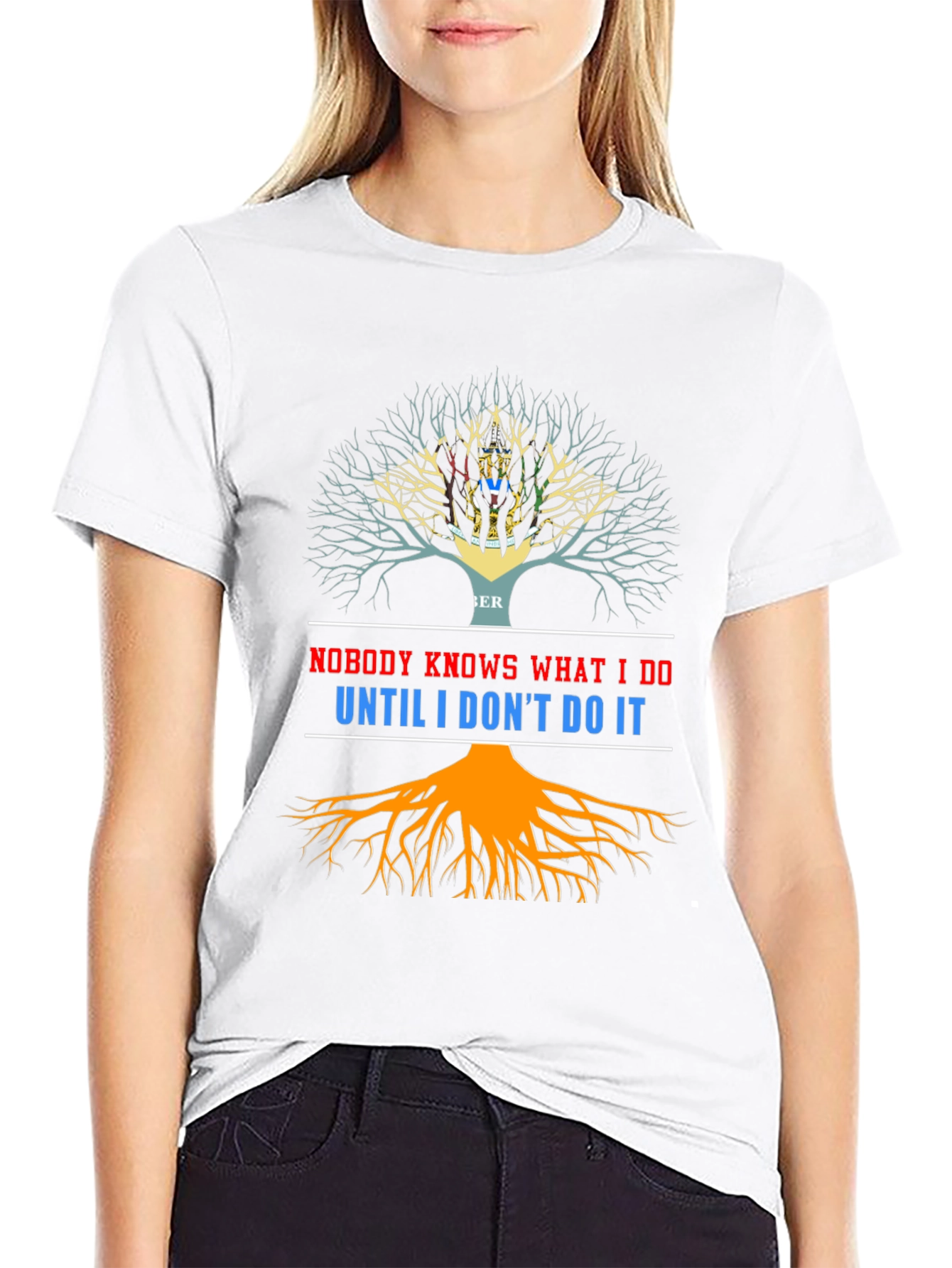 Black Nobody Knows T-Shirt - Unique Tree of Life Design view 9