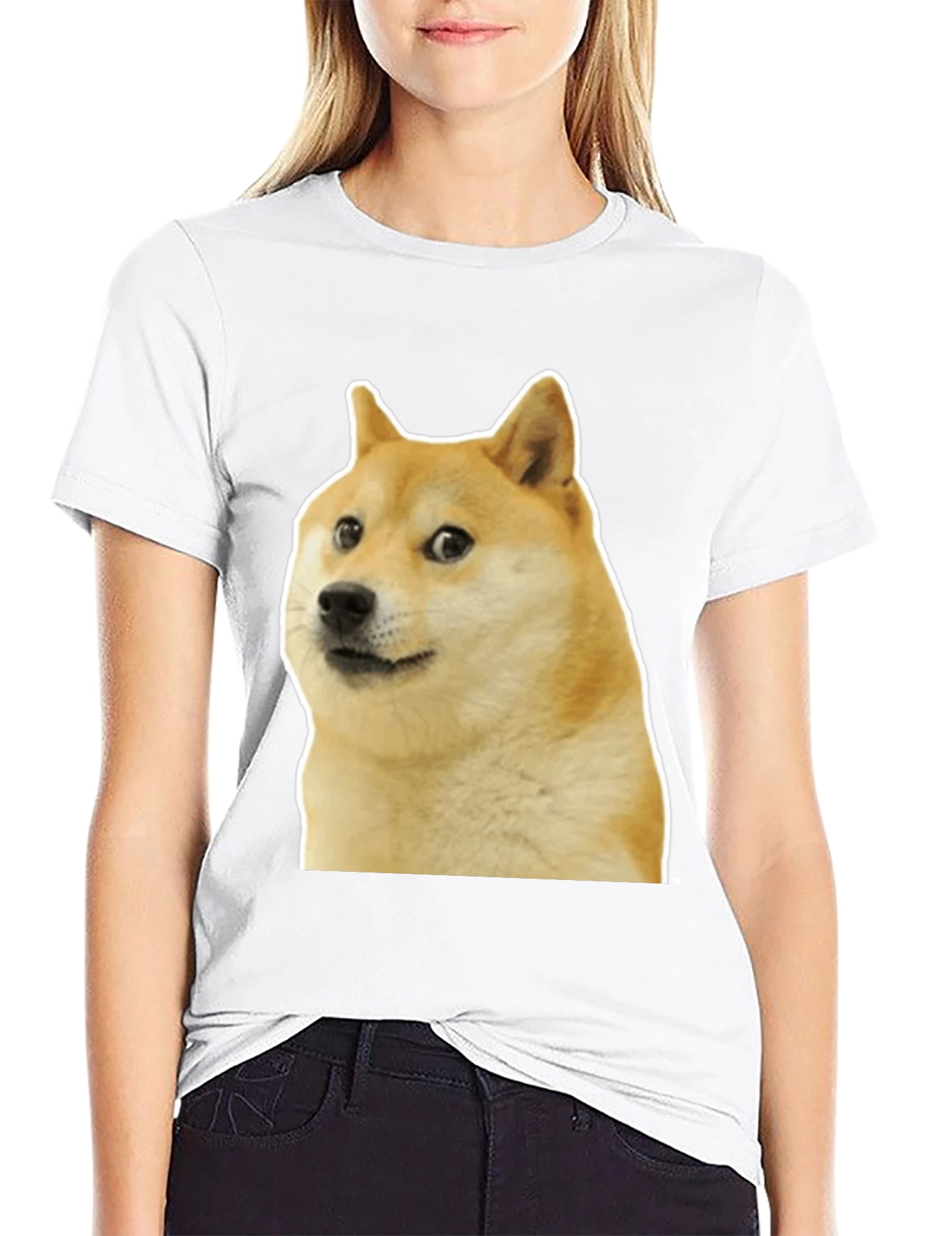 Black Doge Meme Graphic Tee - Black Cotton T-Shirt view 9