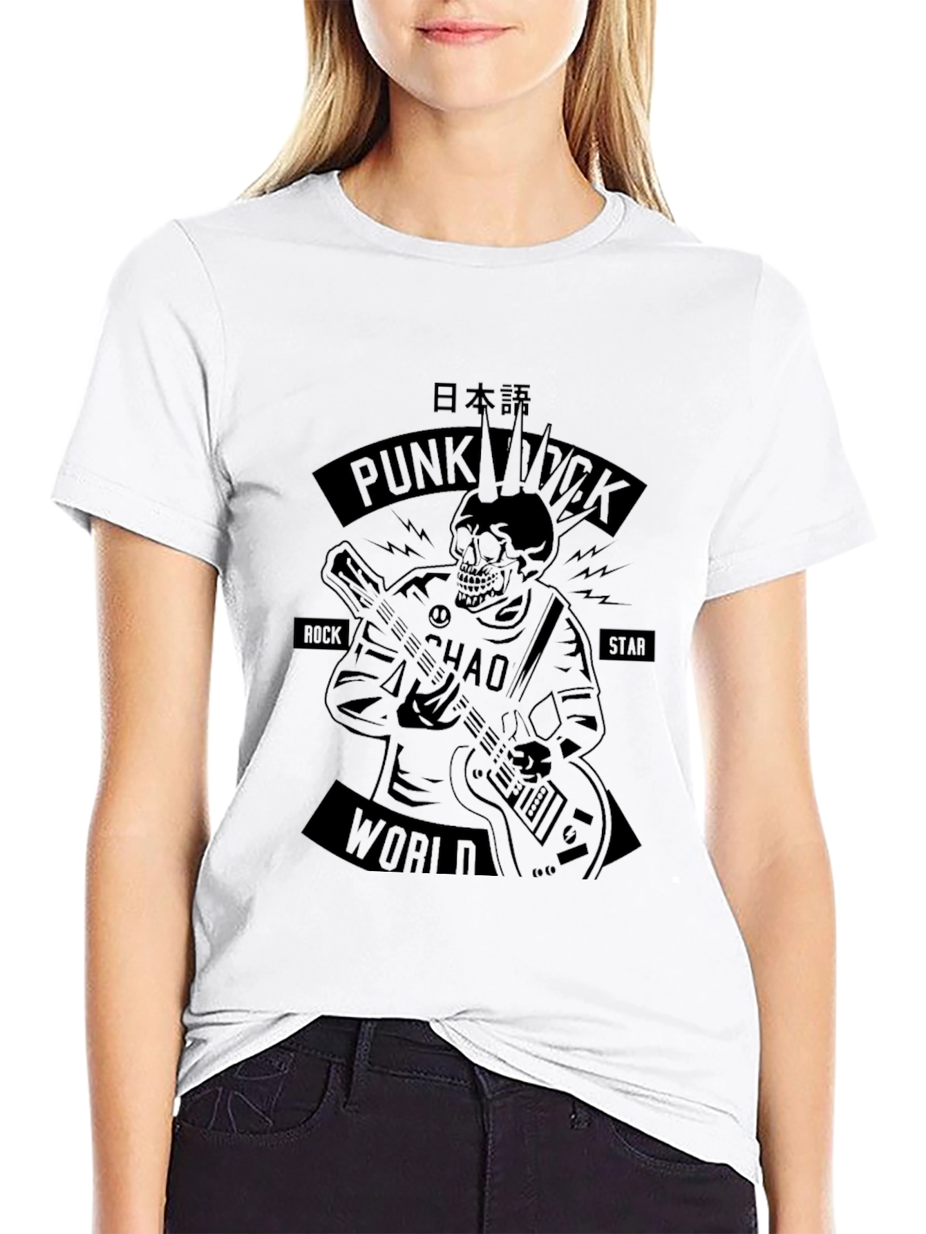 Black Punk Rock Skeleton Graphic Tee - Black view 9