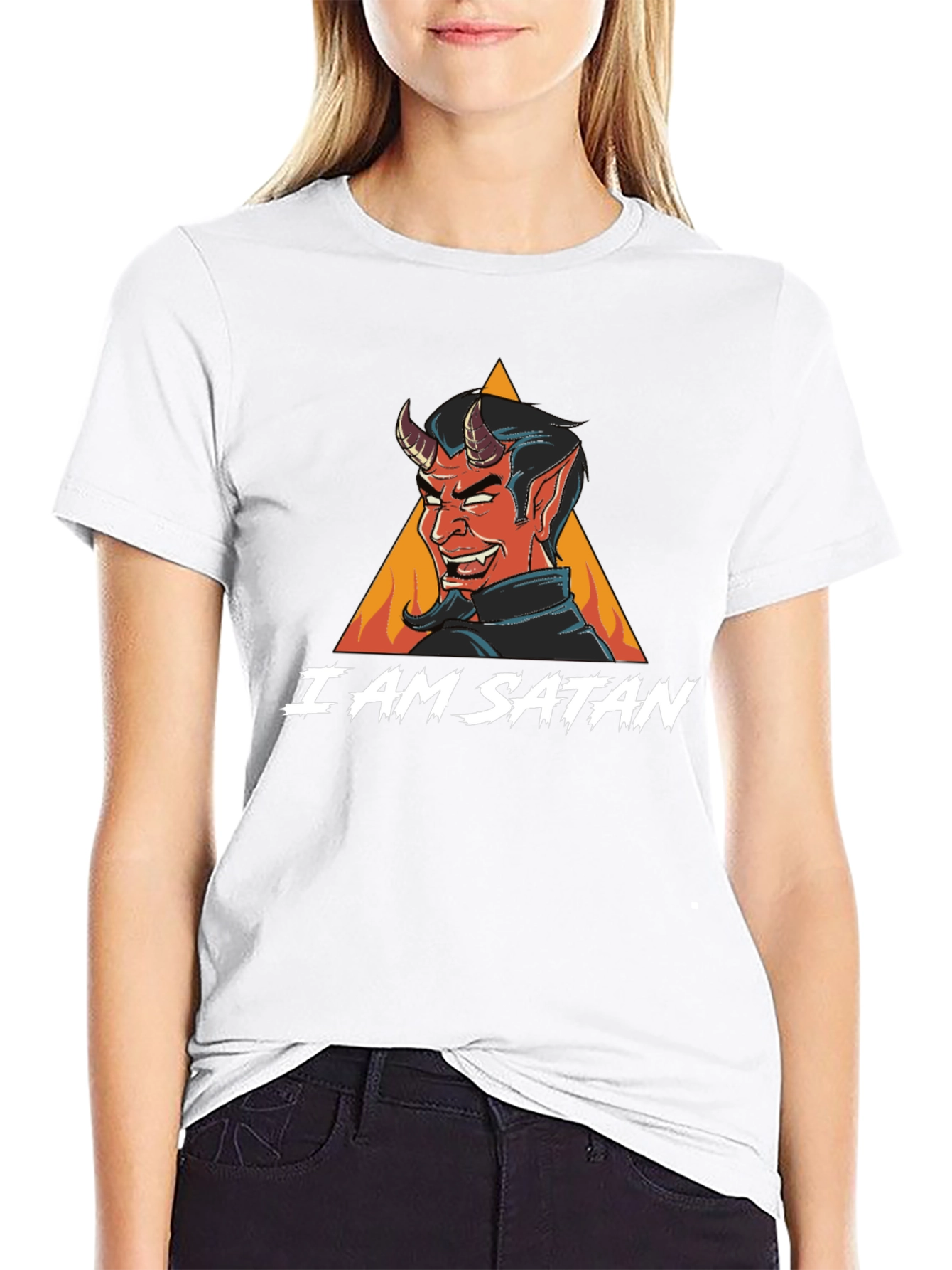 Black I Am Satan Graphic T-Shirt - Cool Devil Design view 9