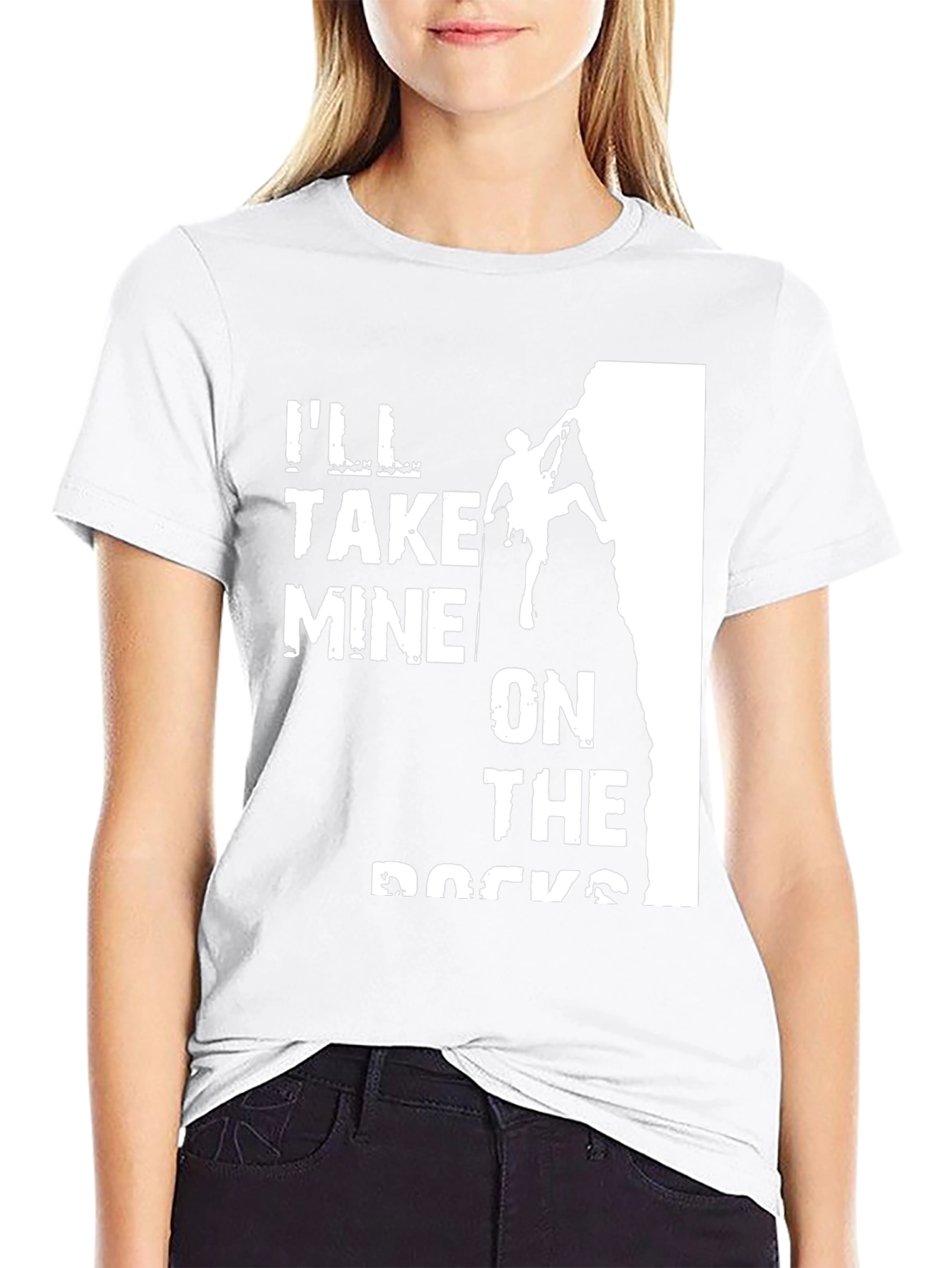 Black Climbing T-Shirt: "I'll Take Mine On The Rocks" - Black view 9