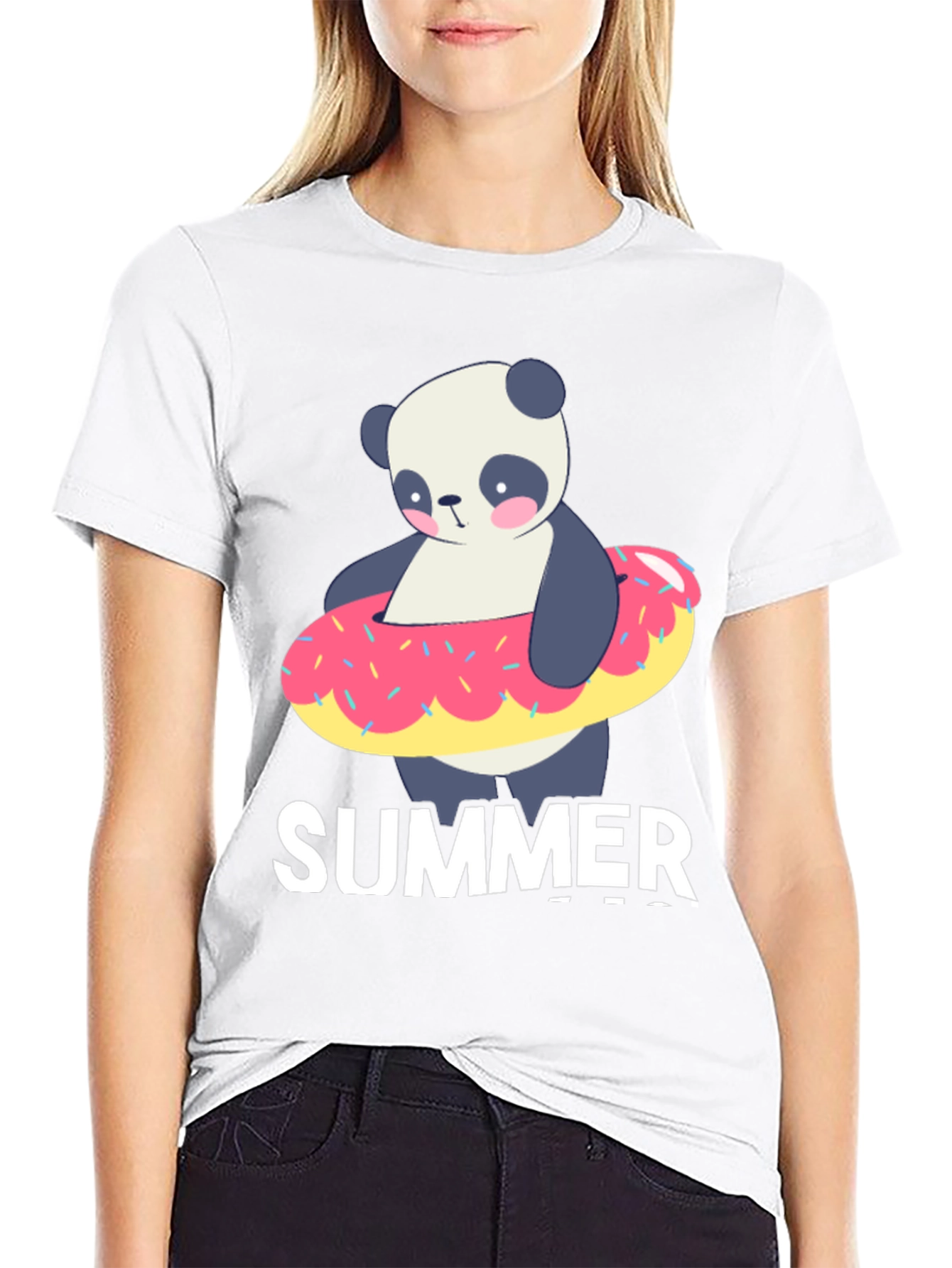 Black Summer Panda Doughnut T-Shirt view 9