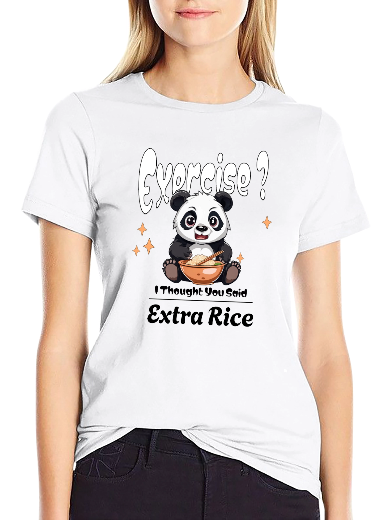 Black Exercise? Panda Extra Rice Graphic Tee view 9