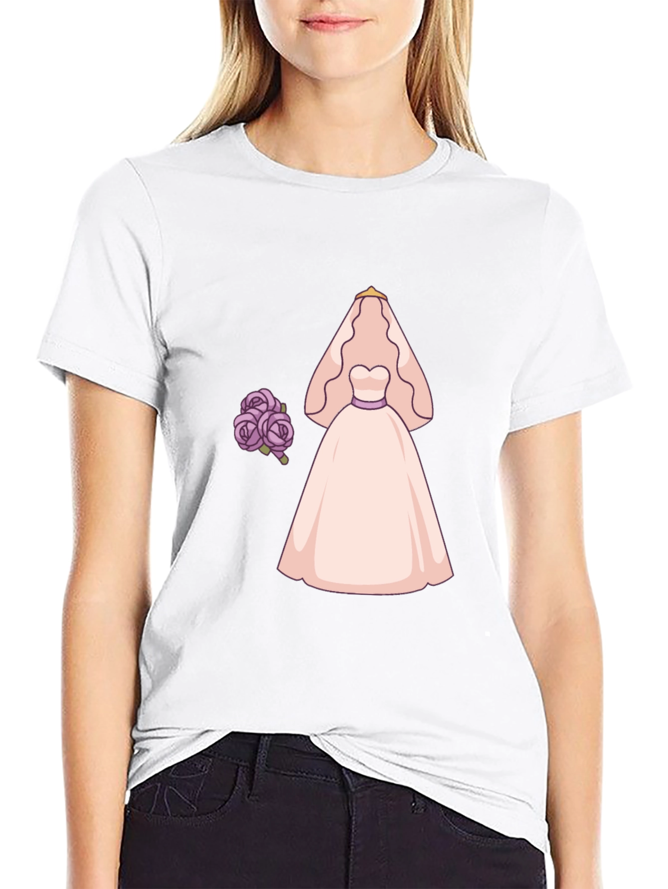 Bride to Be T-Shirt - Wedding Dress & Flowers - 9