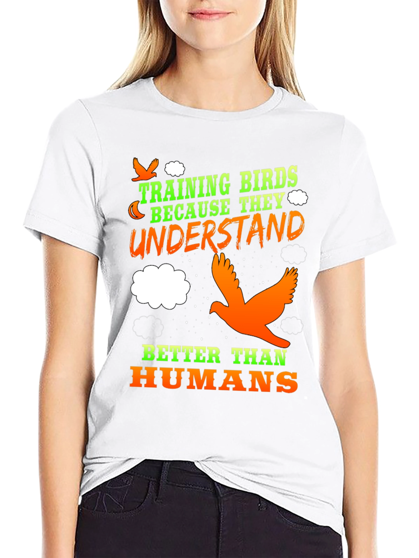 Black Training Birds Funny T-Shirt view 9