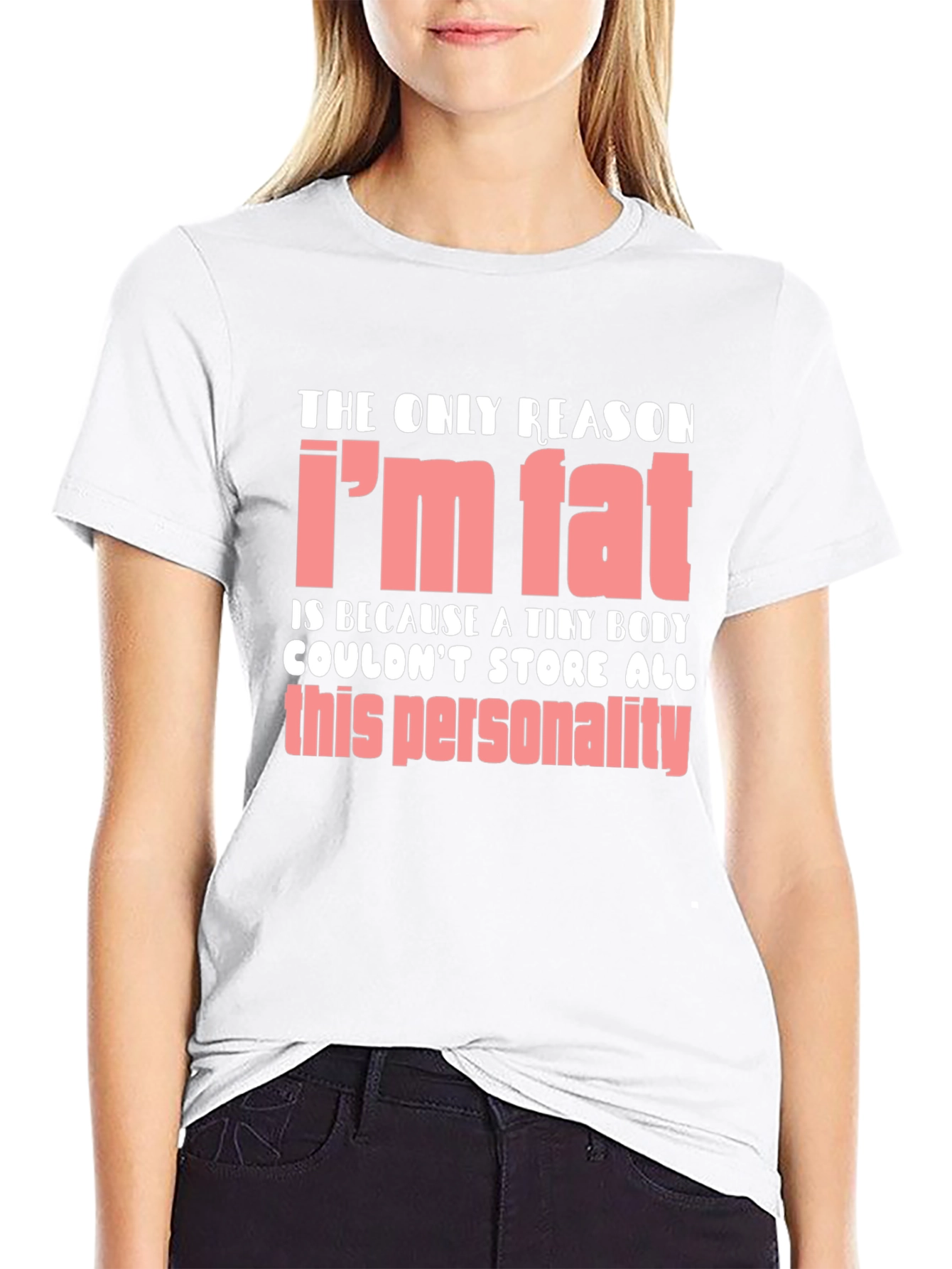 Black Funny I'm Fat Personality T-Shirt view 9