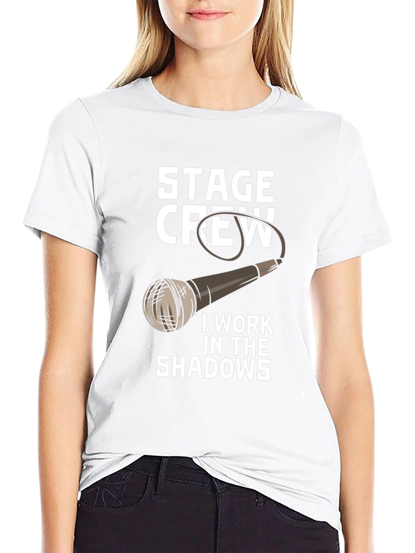 Black Stage Crew T-Shirt - I Work In The Shadows Tee view 9
