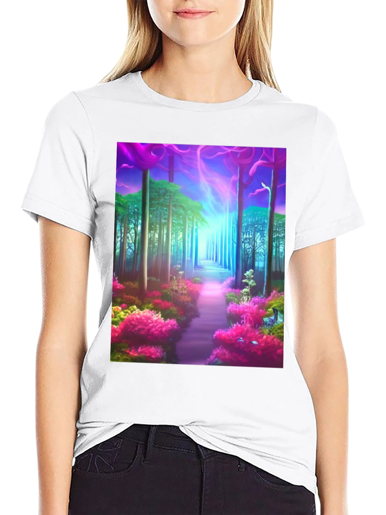 Black Enchanted Forest Graphic T-Shirt view 9