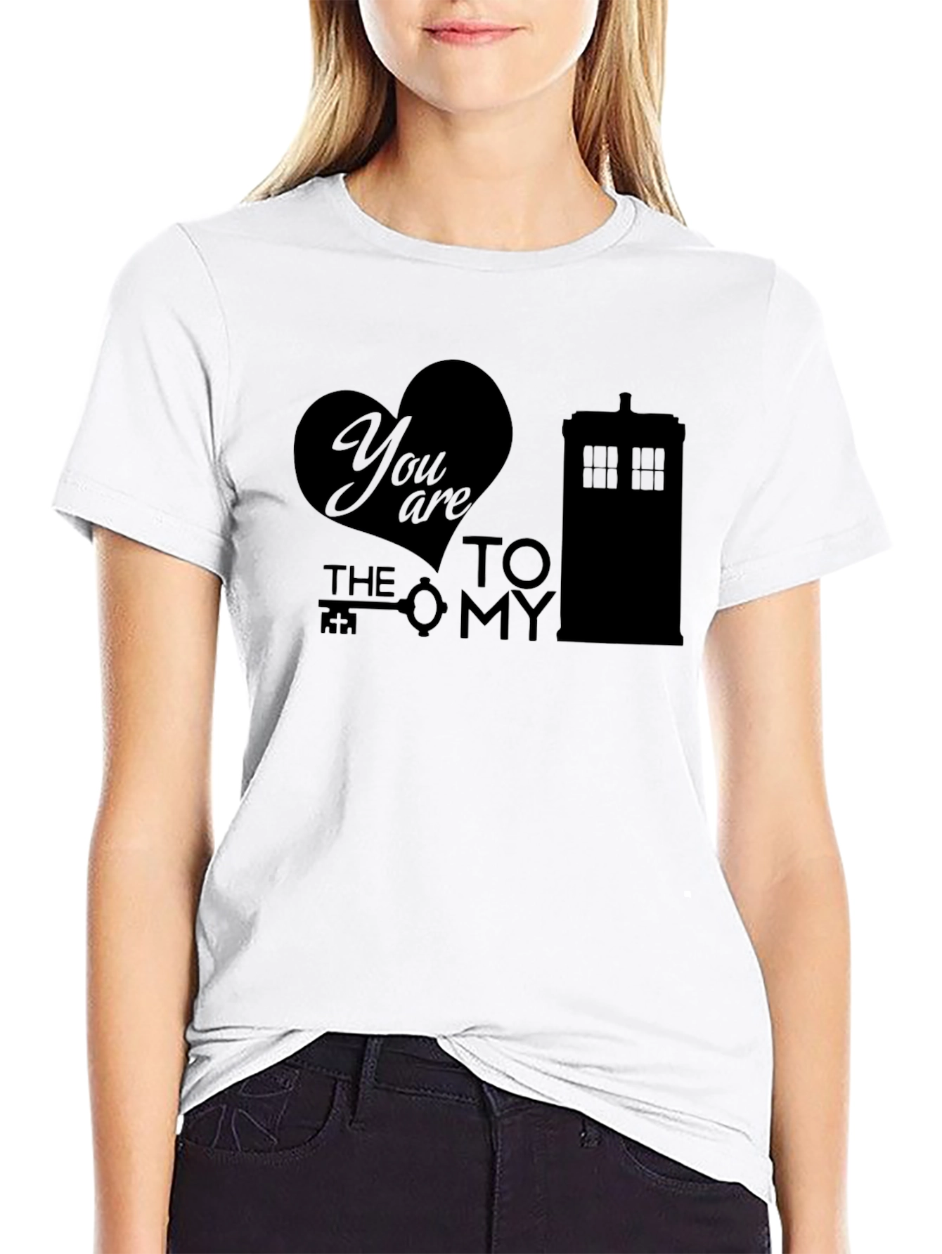 Black You Are the Key To My TARDIS Black Graphic T-Shirt view 9