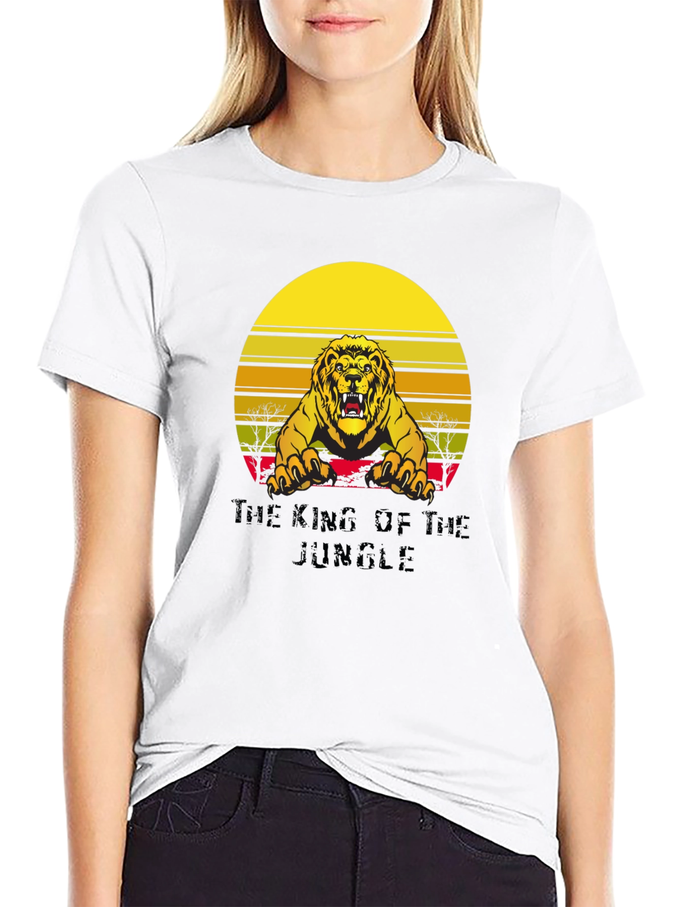 Black King of the Jungle Lion Graphic Tee - Unisex view 9
